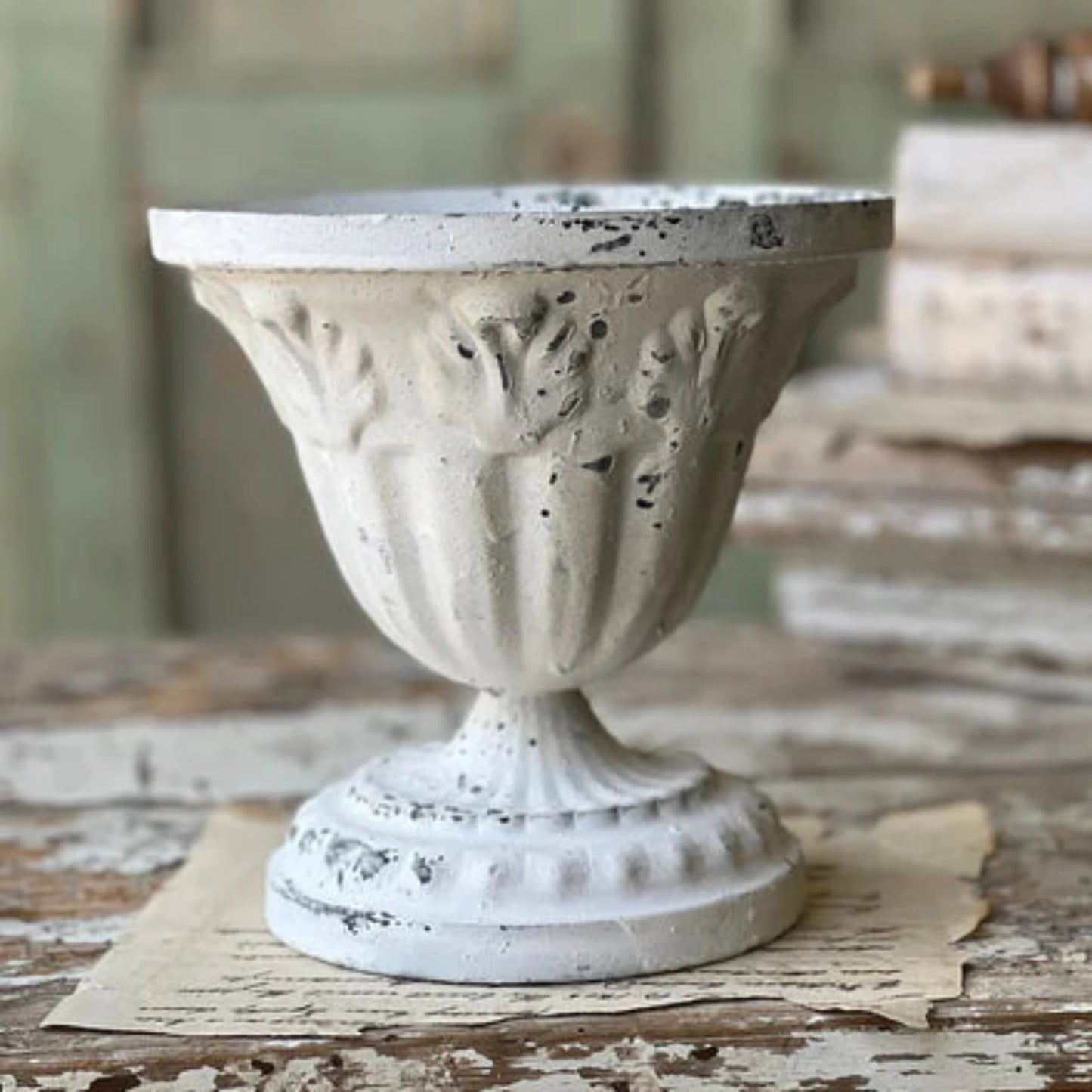 White Metal Urn