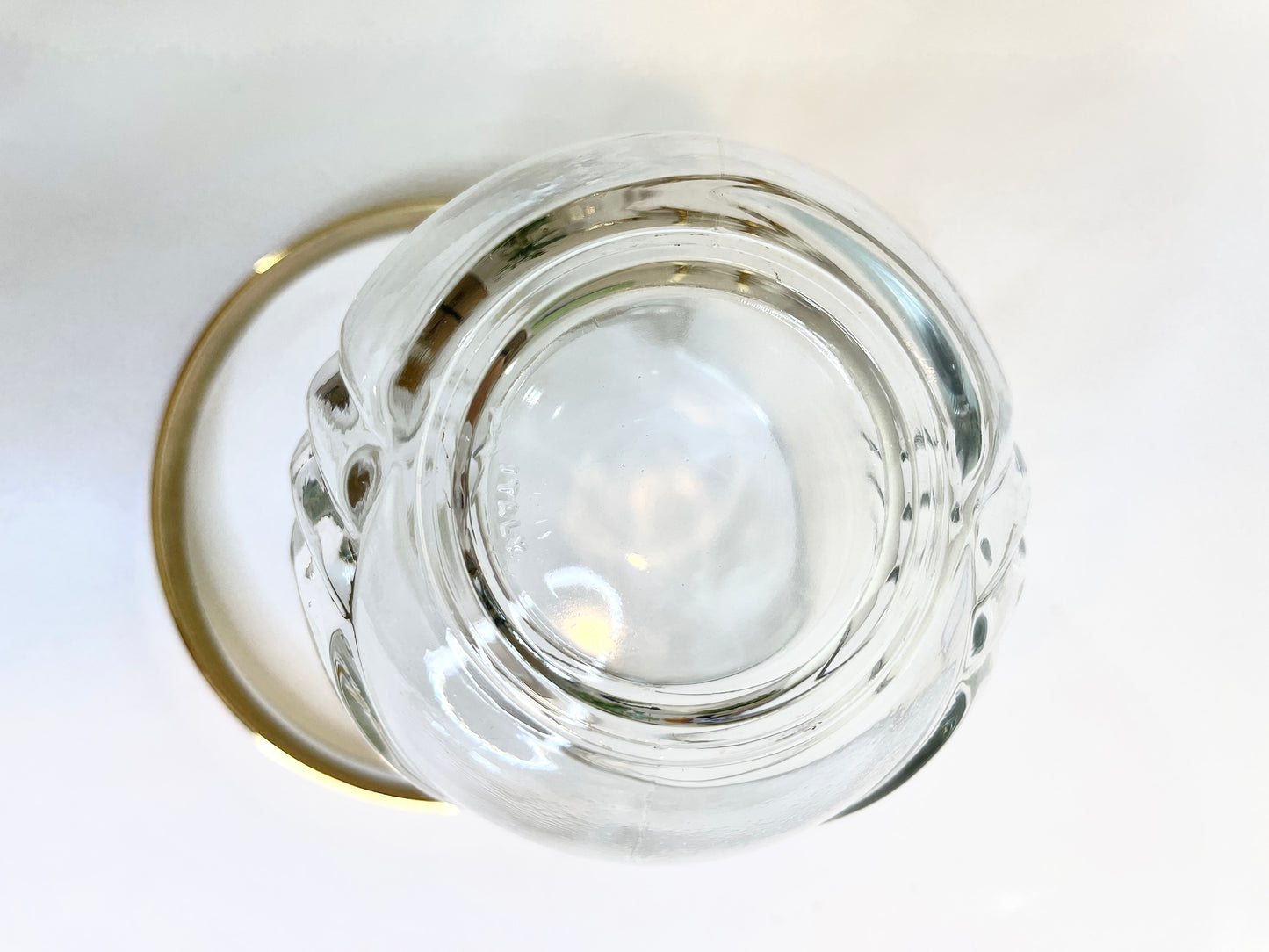 Crystal Ice Bucket with Gold Handle and Tongs