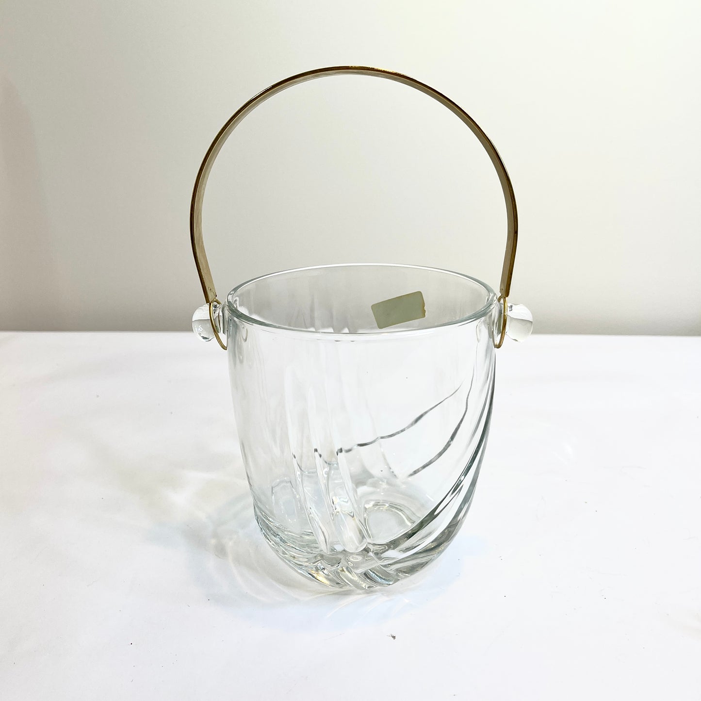 Crystal Ice Bucket with Gold Handle and Tongs