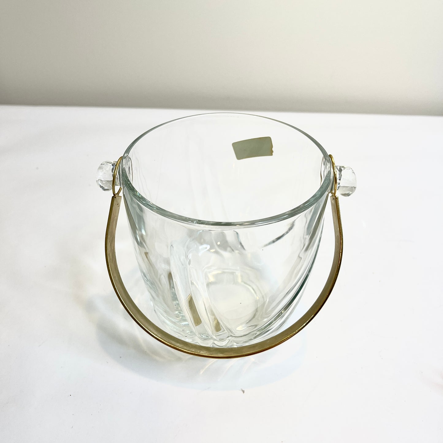 Crystal Ice Bucket with Gold Handle and Tongs