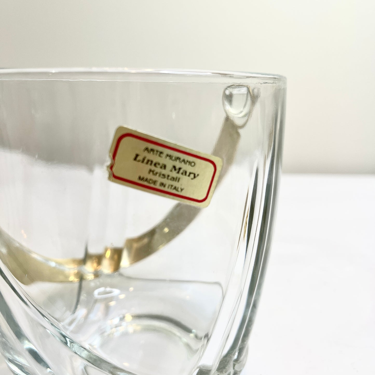 Crystal Ice Bucket with Gold Handle and Tongs