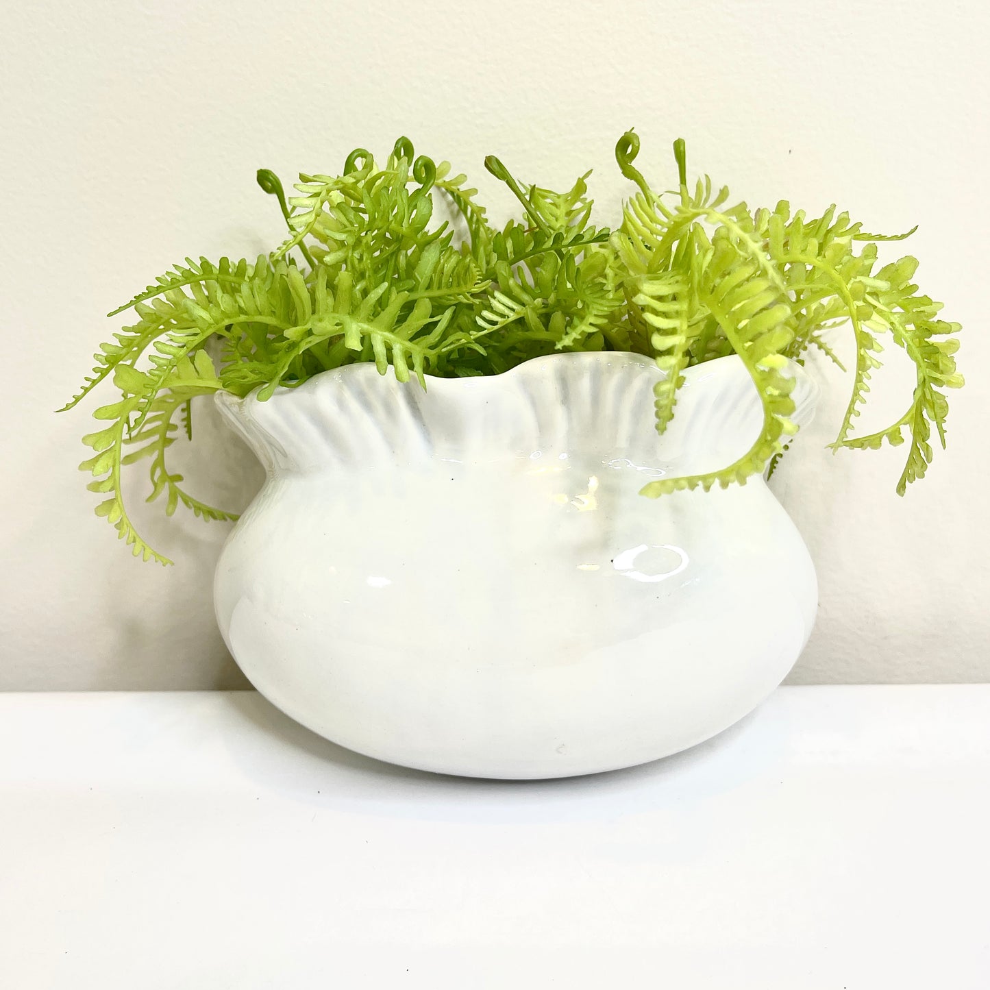 White Ruffled Wall Pocket