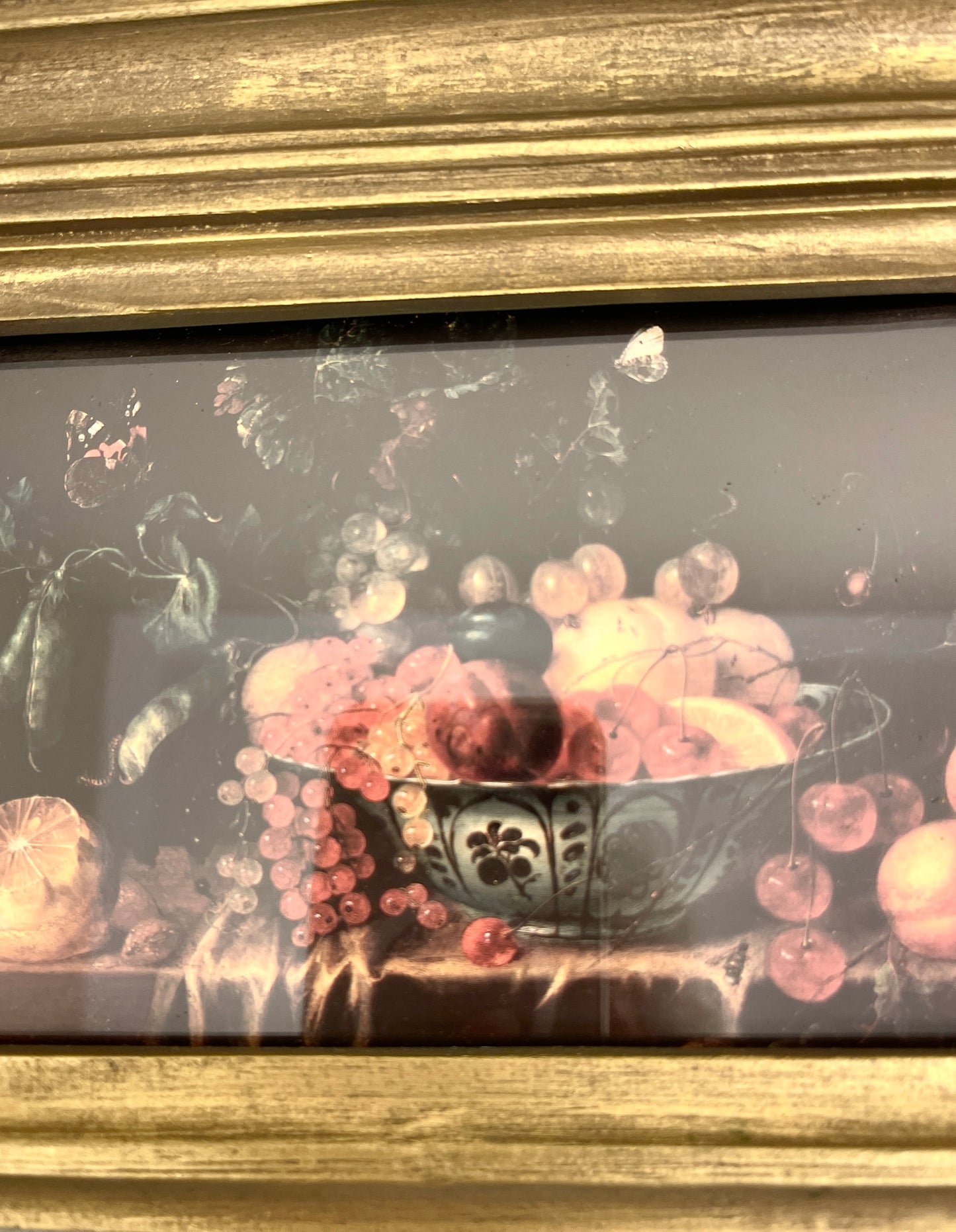 Vintage Trumeau Mirror with Fruit Still Life