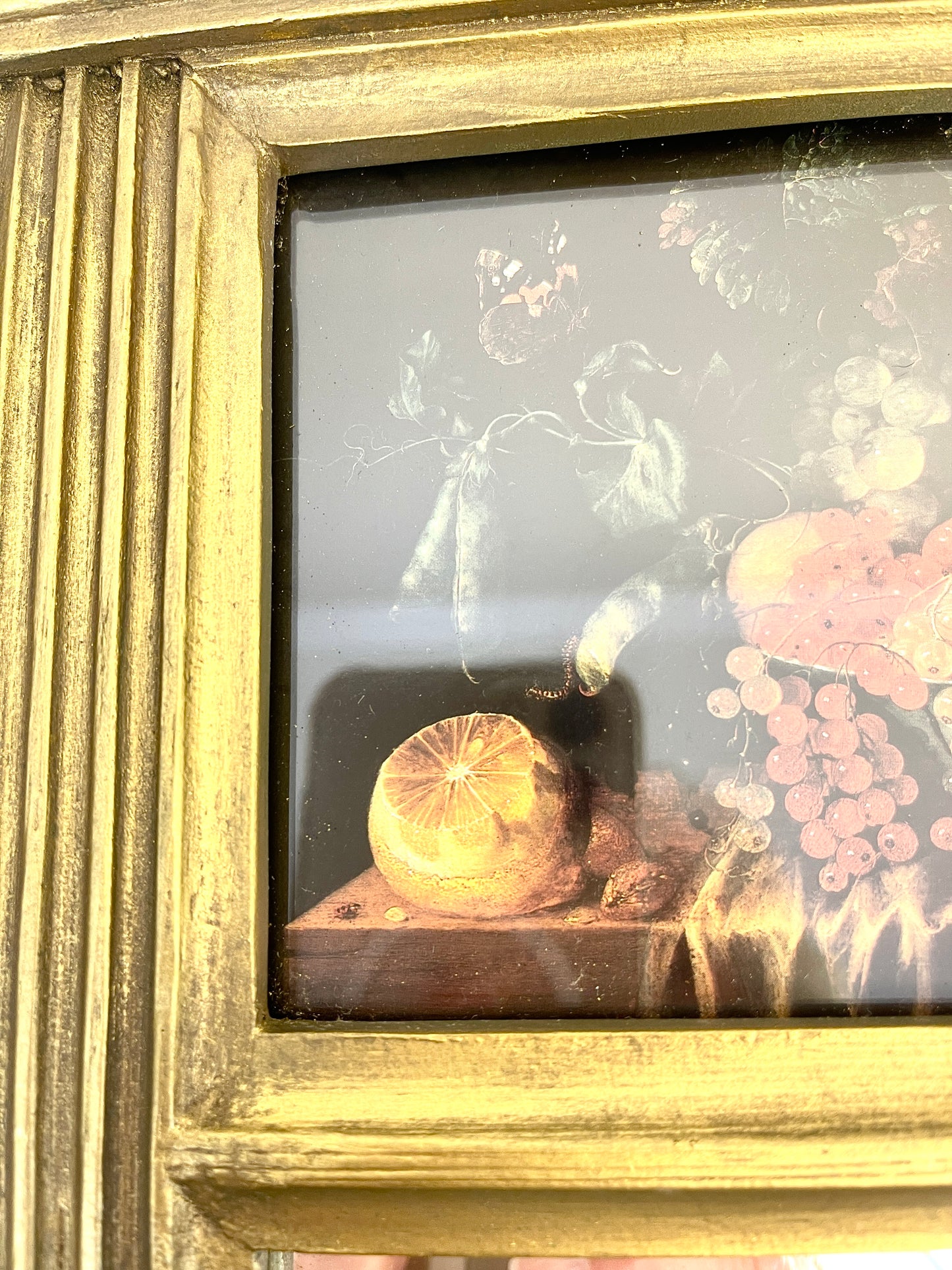 Vintage Trumeau Mirror with Fruit Still Life