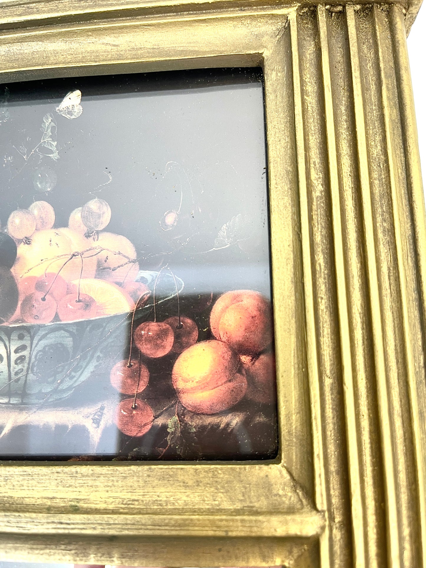 Vintage Trumeau Mirror with Fruit Still Life