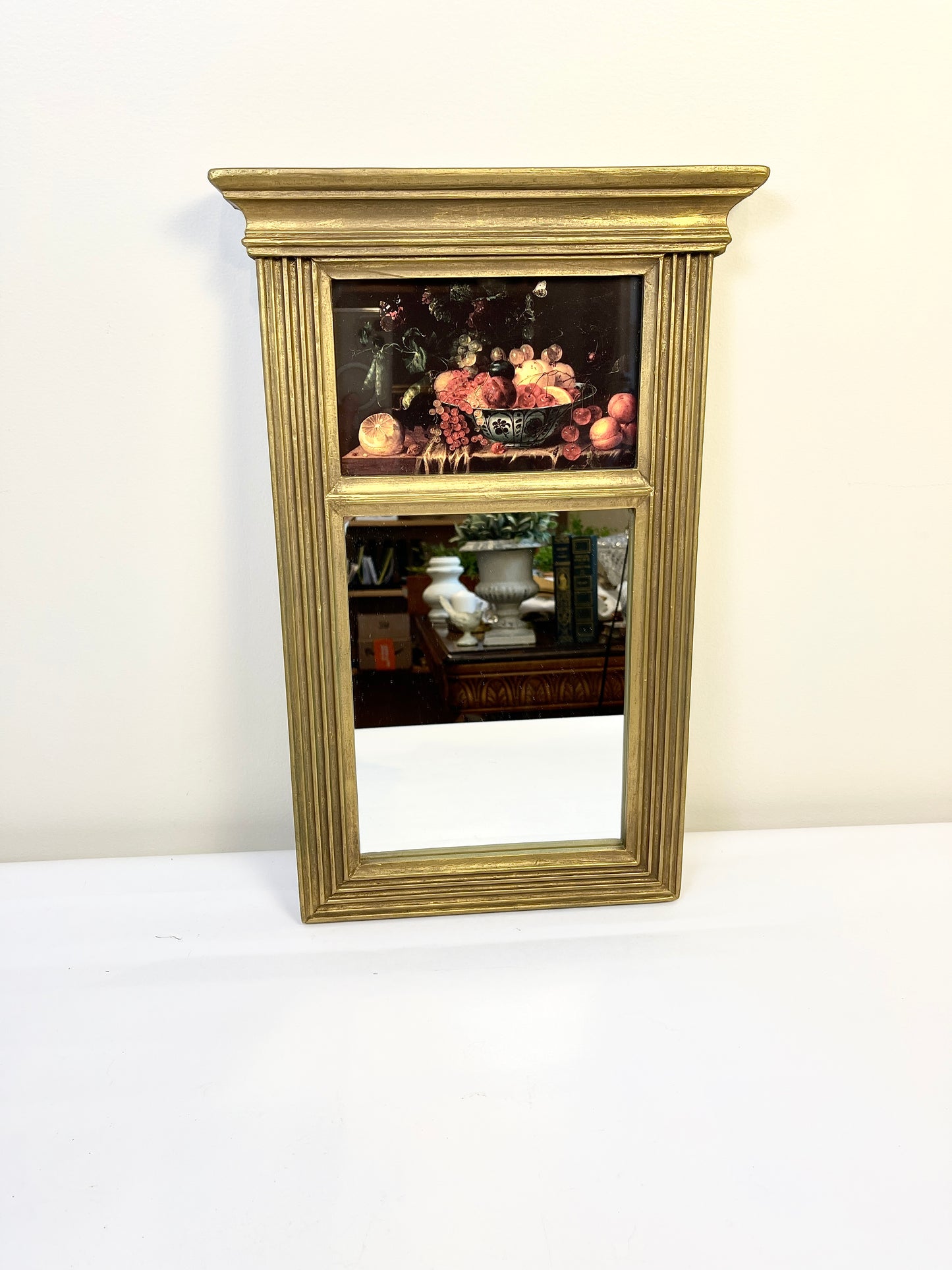 Vintage Trumeau Mirror with Fruit Still Life