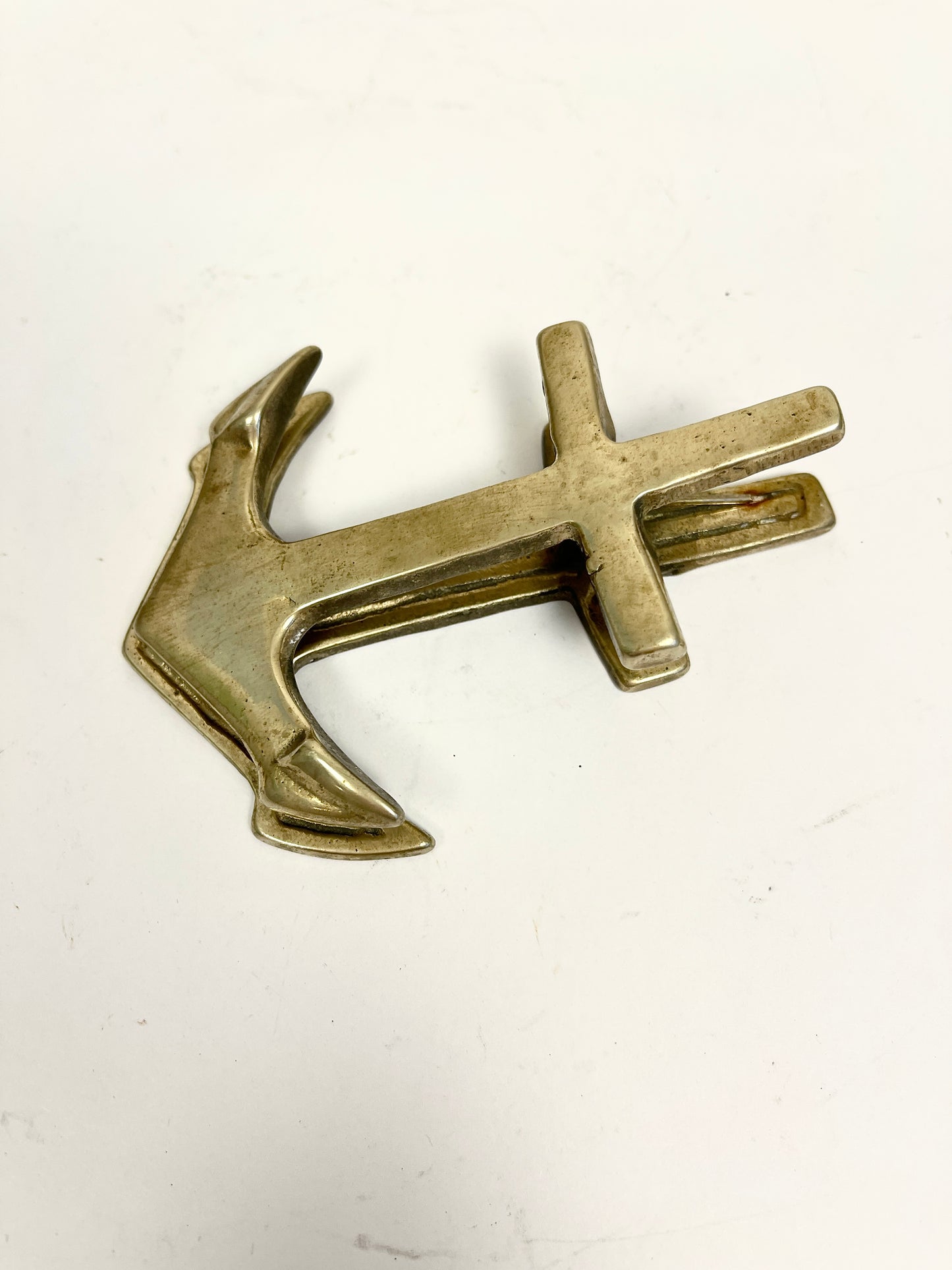 Vintage Brass Anchor Clip: Nautical Desk Accessory