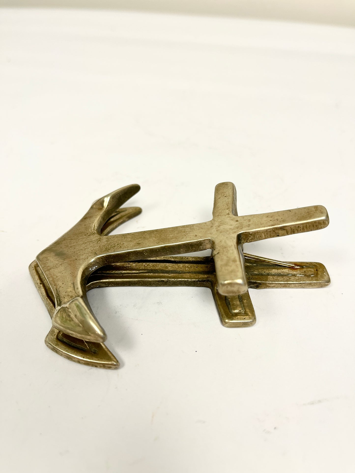 Vintage Brass Anchor Clip: Nautical Desk Accessory