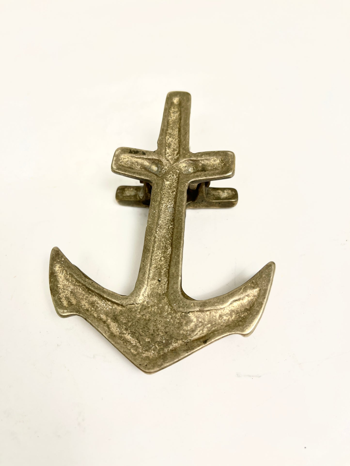 Vintage Brass Anchor Clip: Nautical Desk Accessory