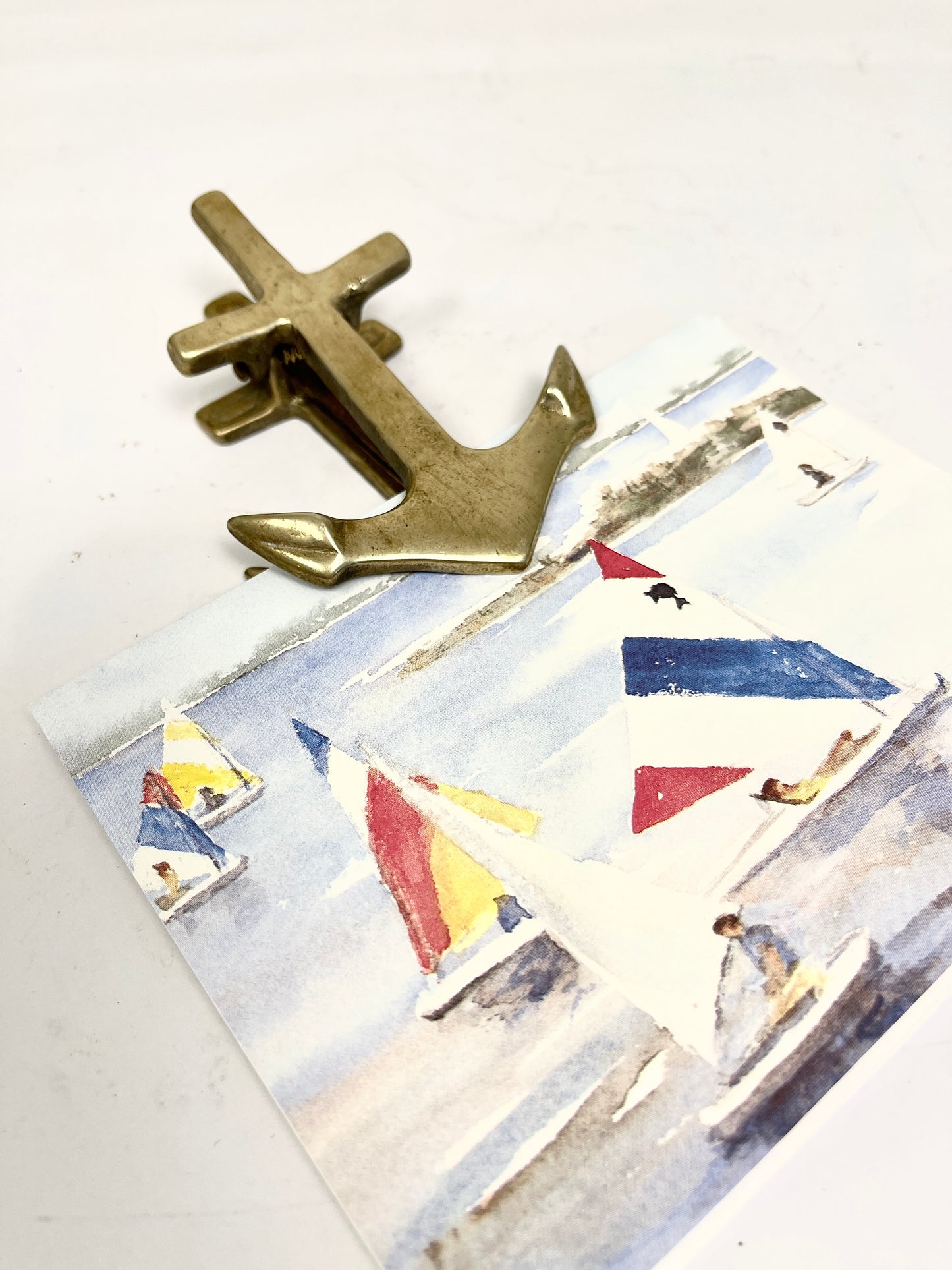 Vintage Brass Anchor Clip: Nautical Desk Accessory