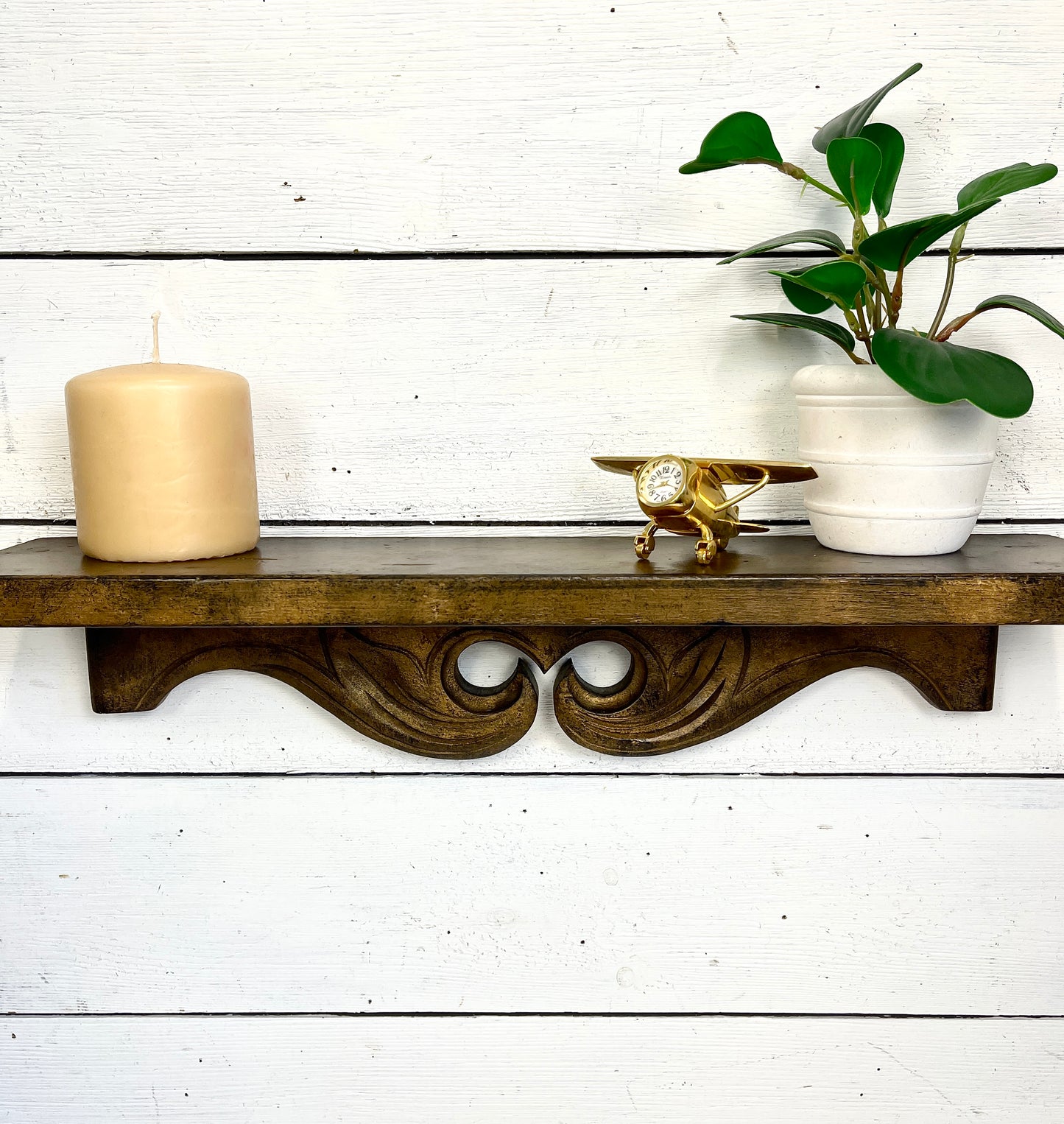 Vintage Carved Wood Shelf