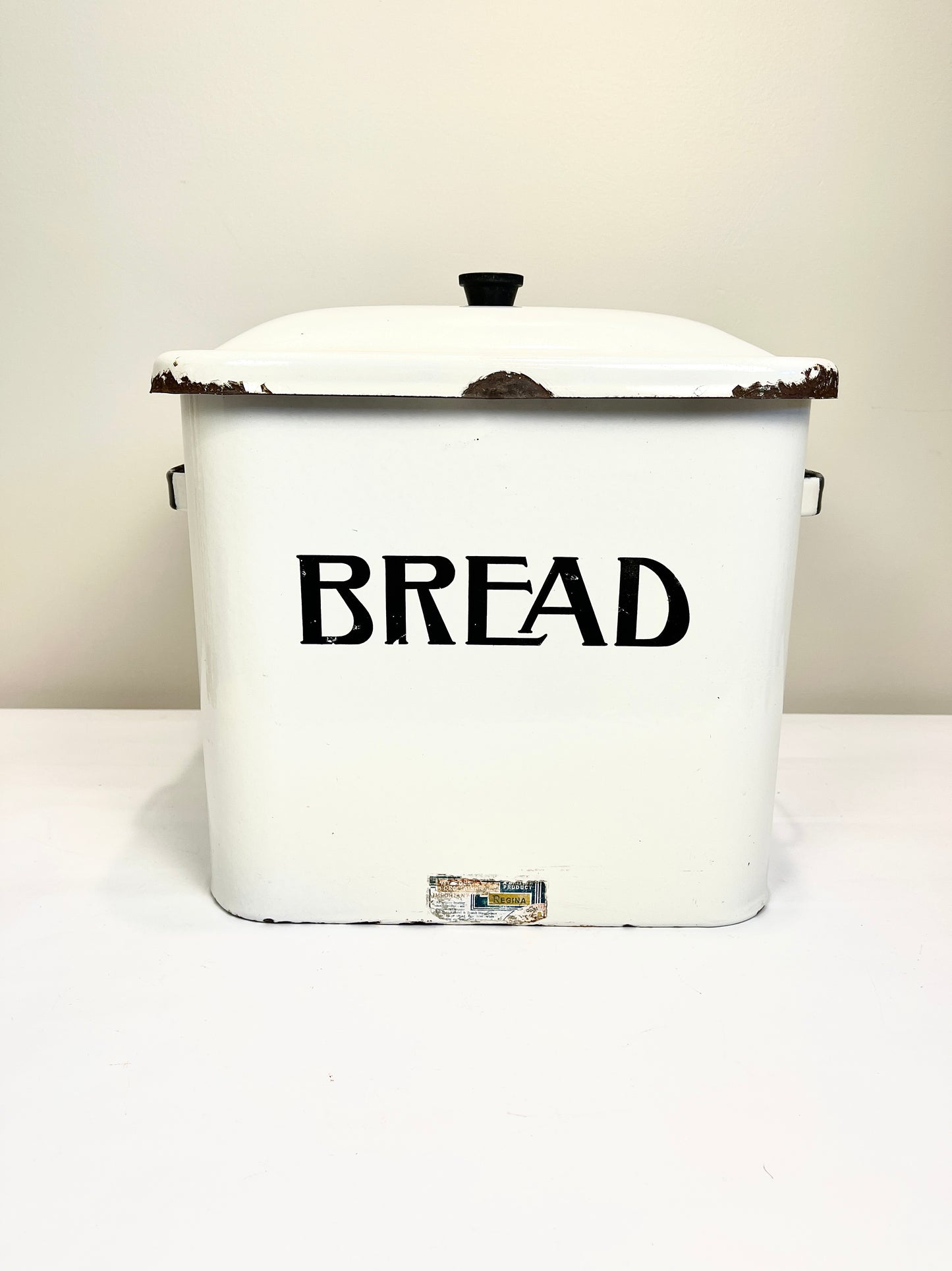 Vintage White Enamel Bread Box