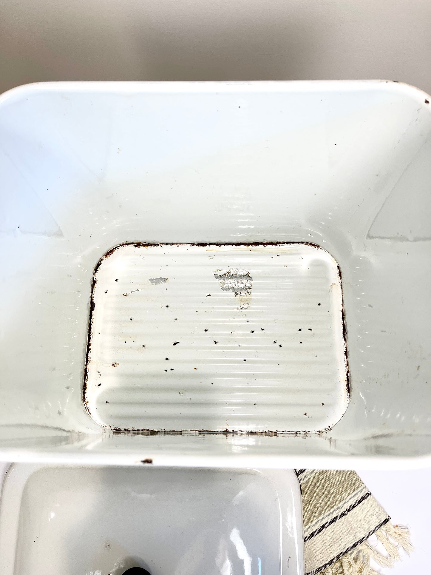 Vintage White Enamel Bread Box