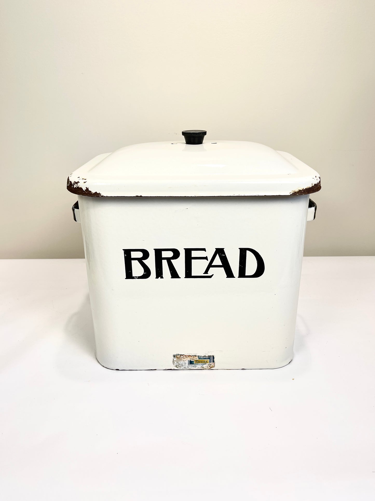 Vintage White Enamel Bread Box