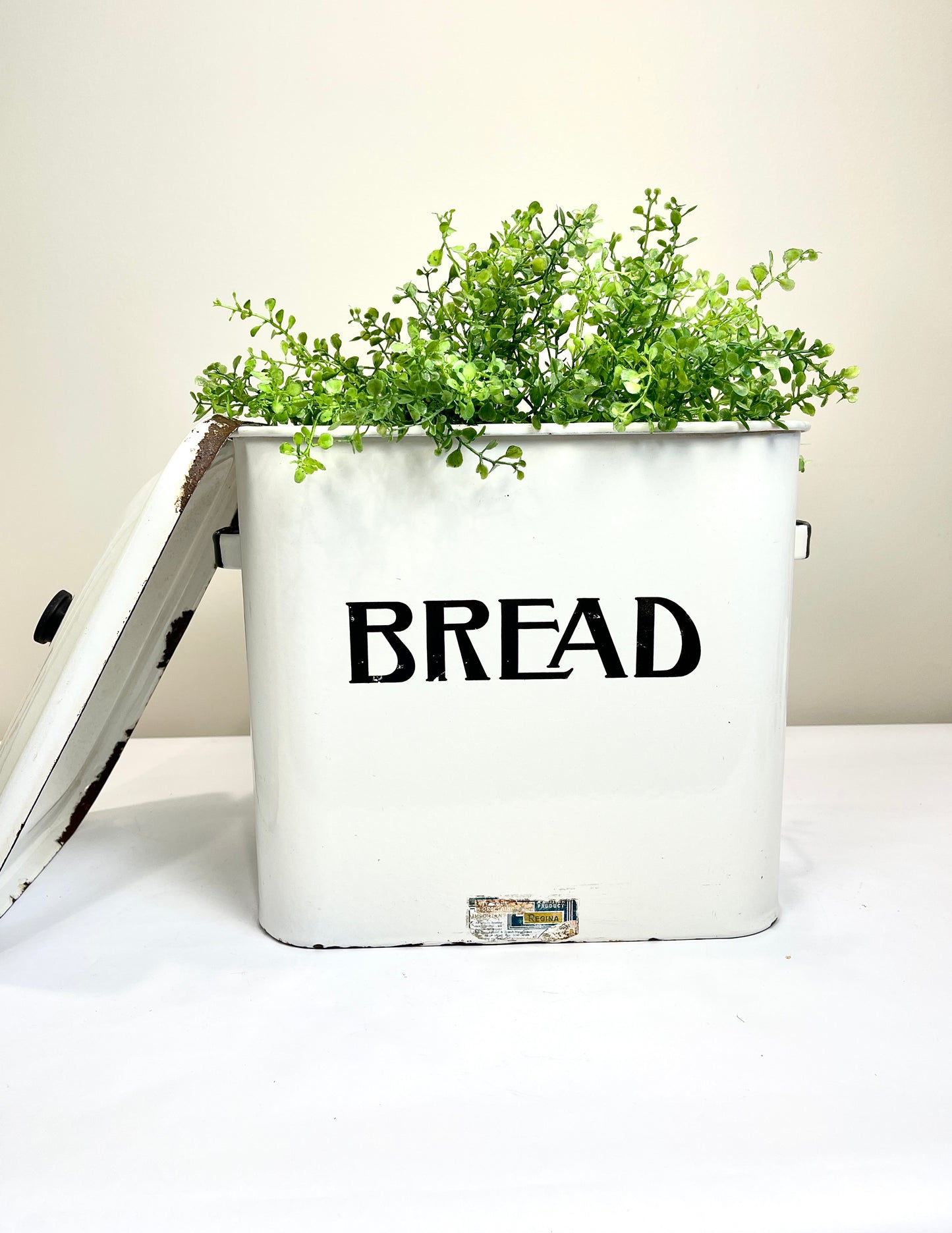 Vintage White Enamel Bread Box