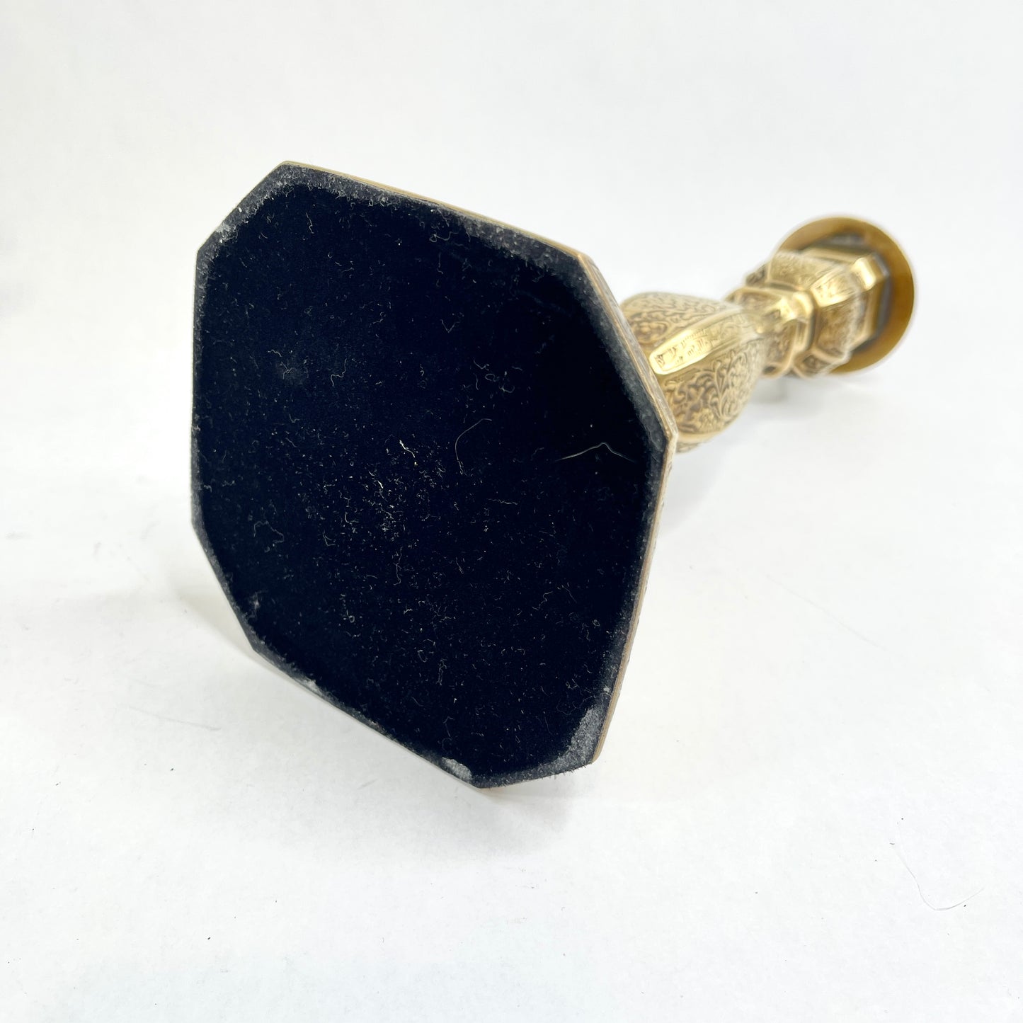 Vintage Brass Raised Relief Design Candlesticks