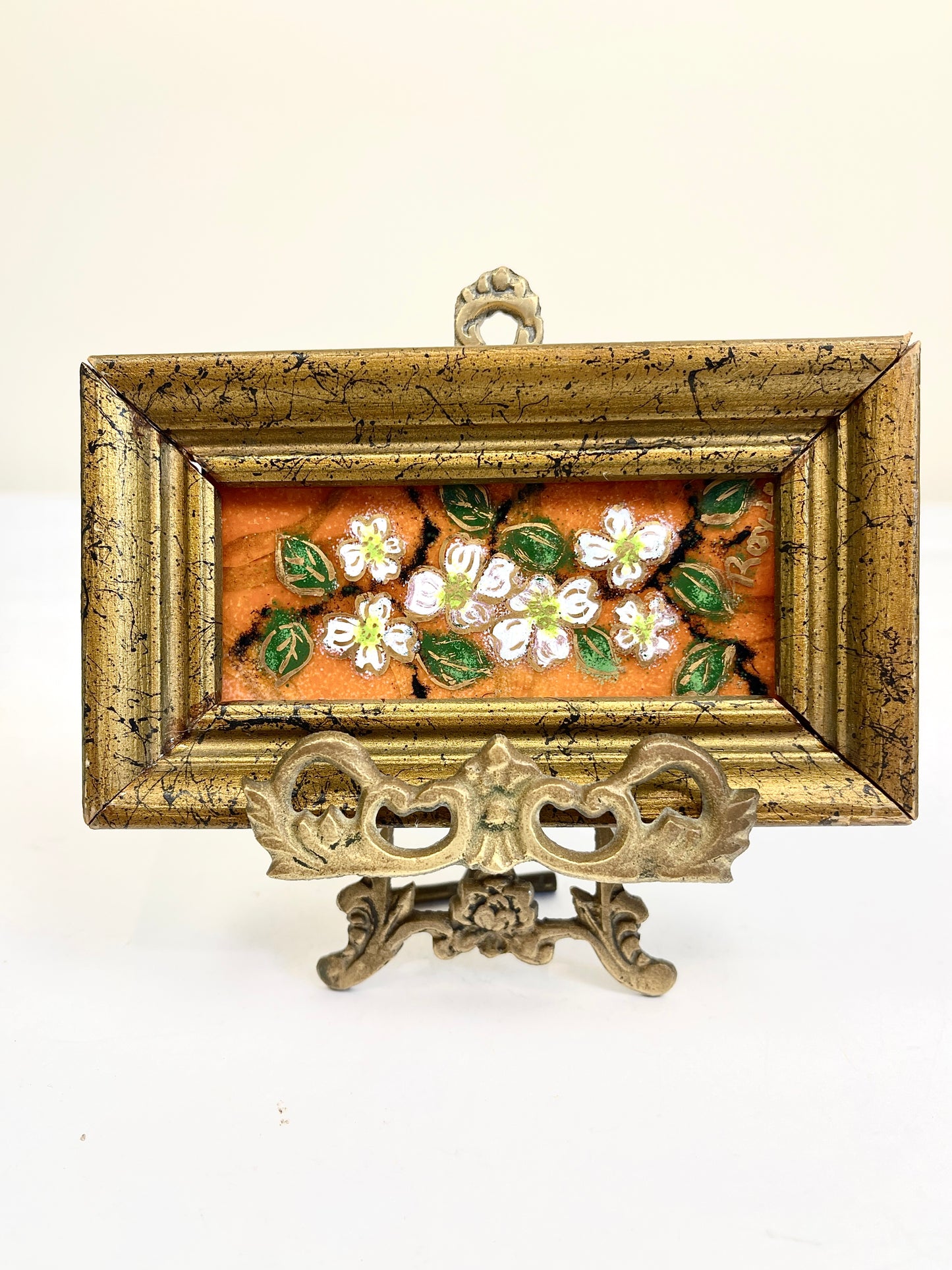 Vintage Enamel on Copper with Small Easel