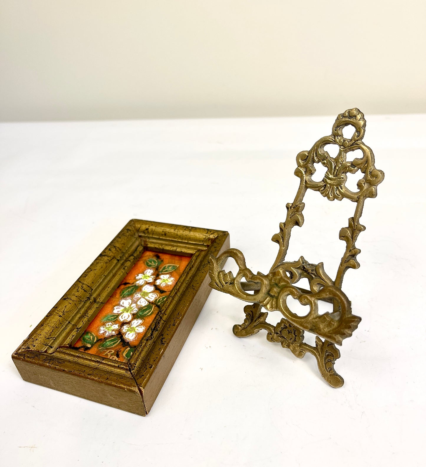 Vintage Enamel on Copper with Small Easel