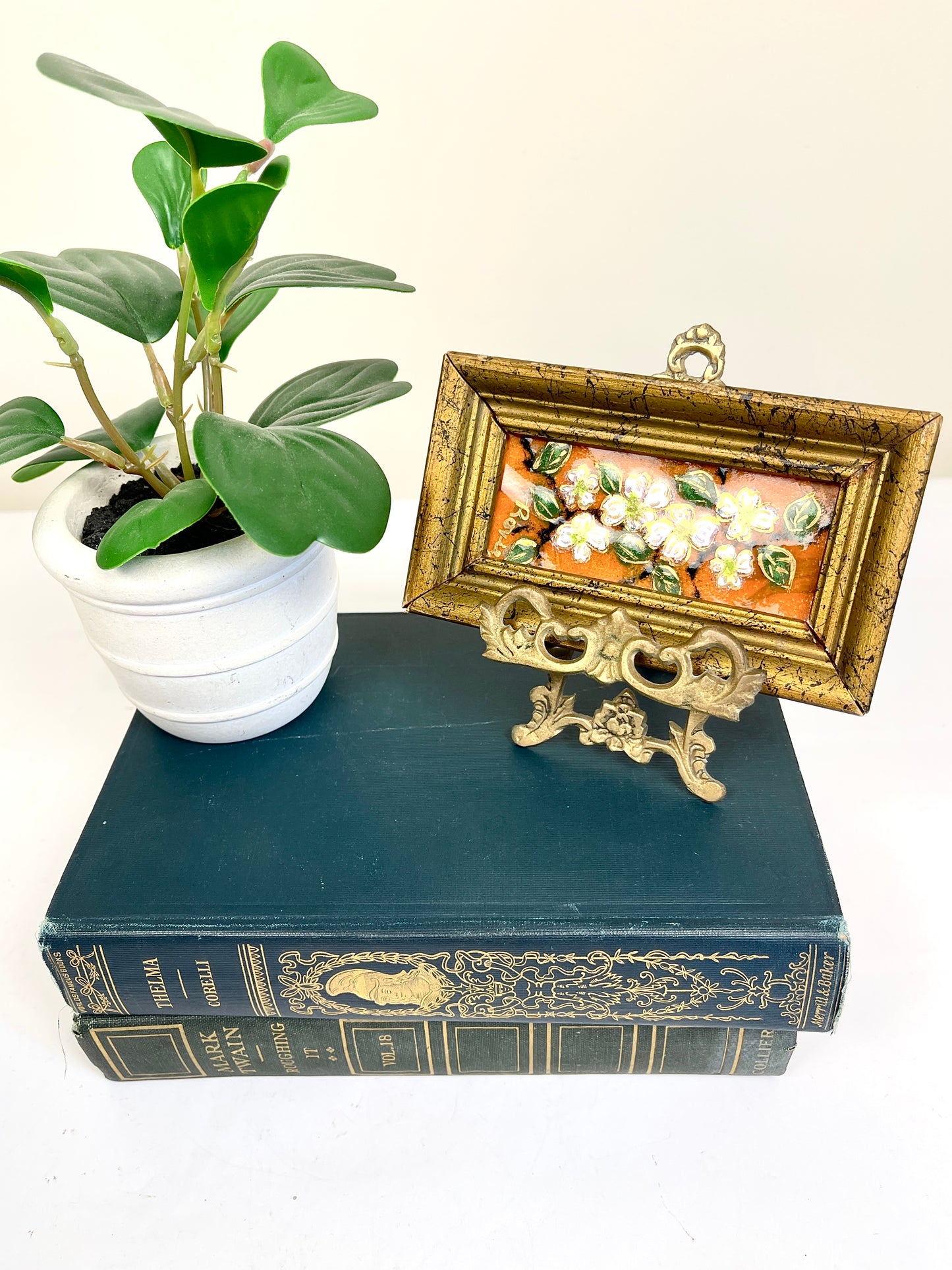 Vintage Enamel on Copper with Small Easel