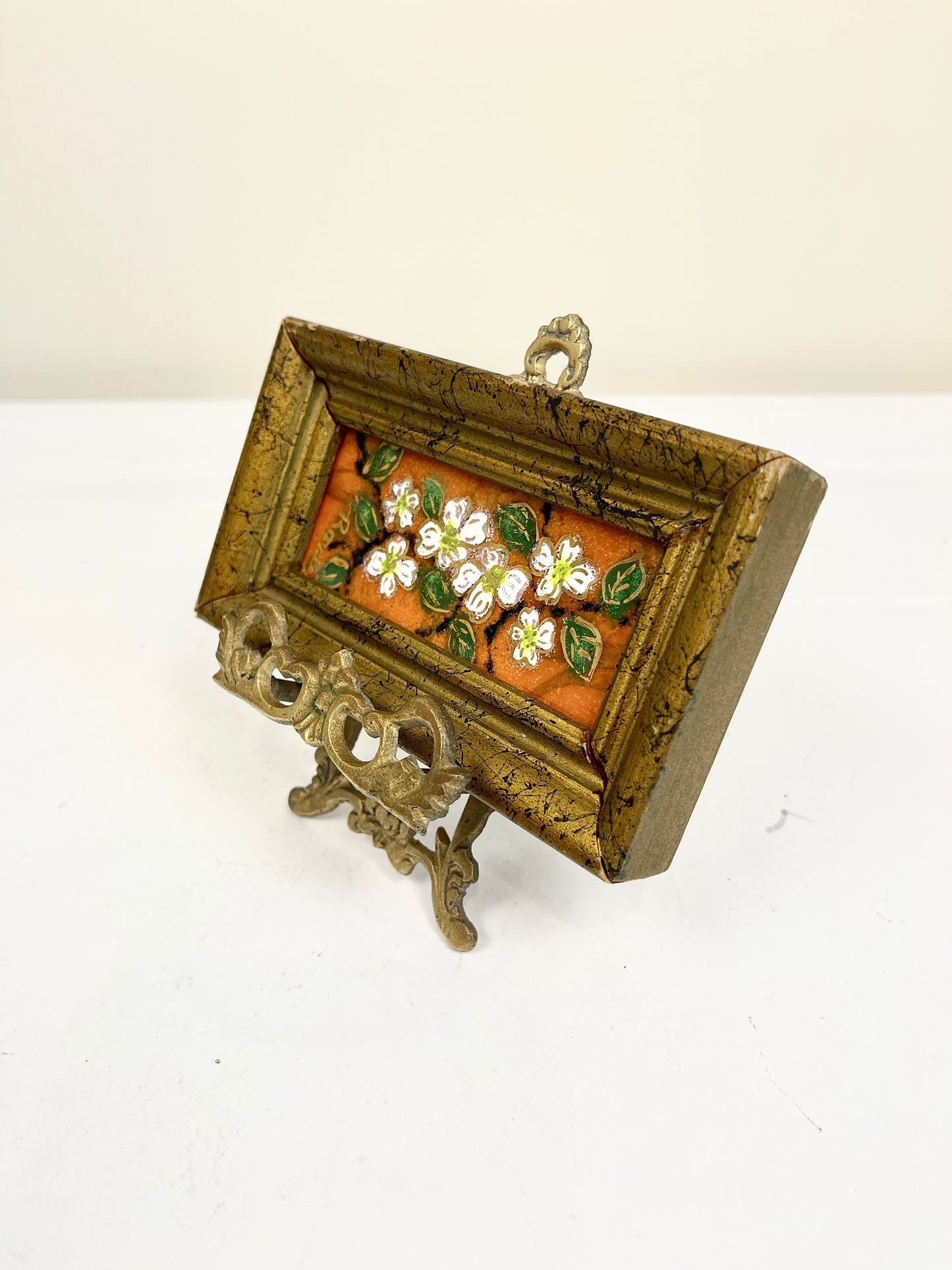 Vintage Enamel on Copper with Small Easel