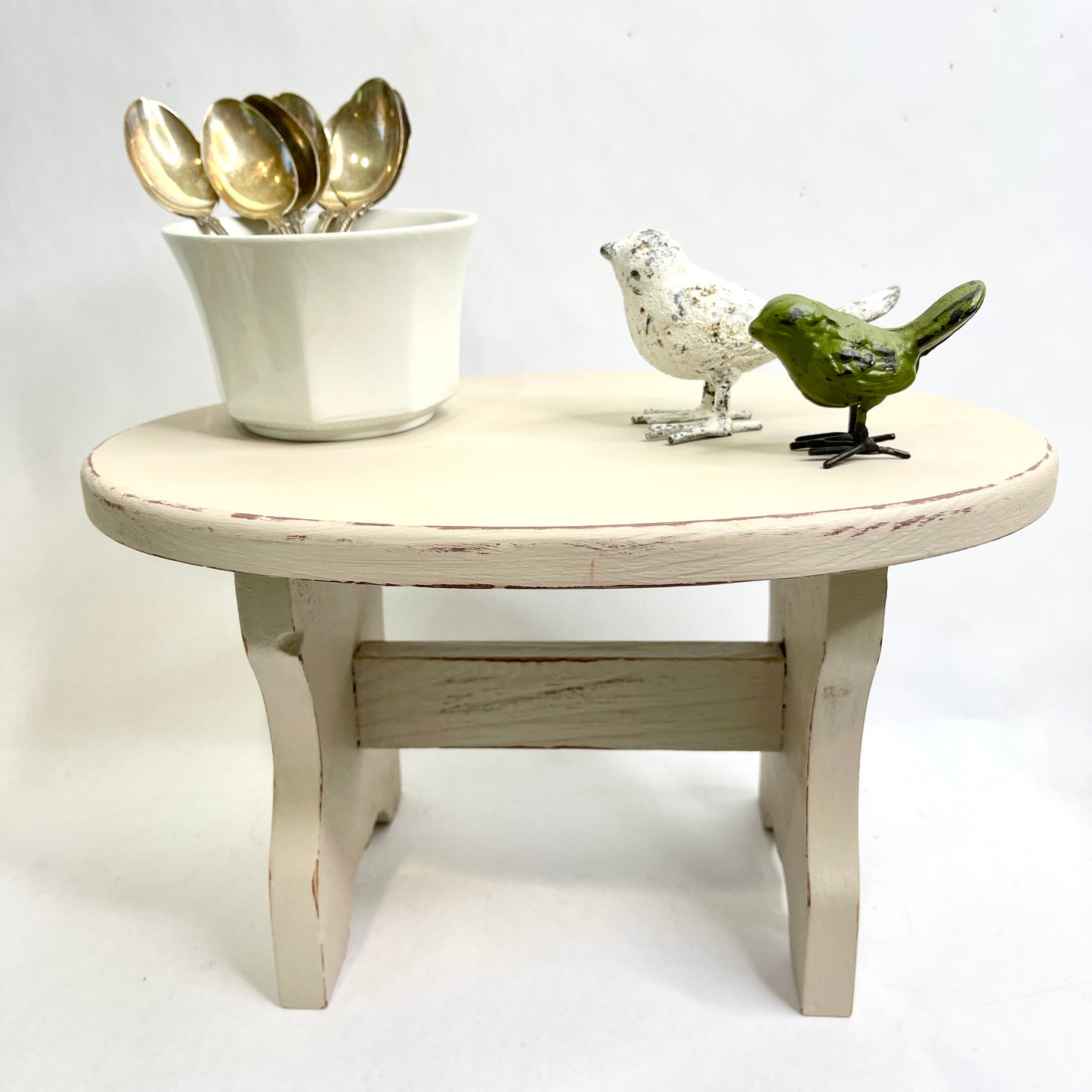 Vintage Oval White Stool