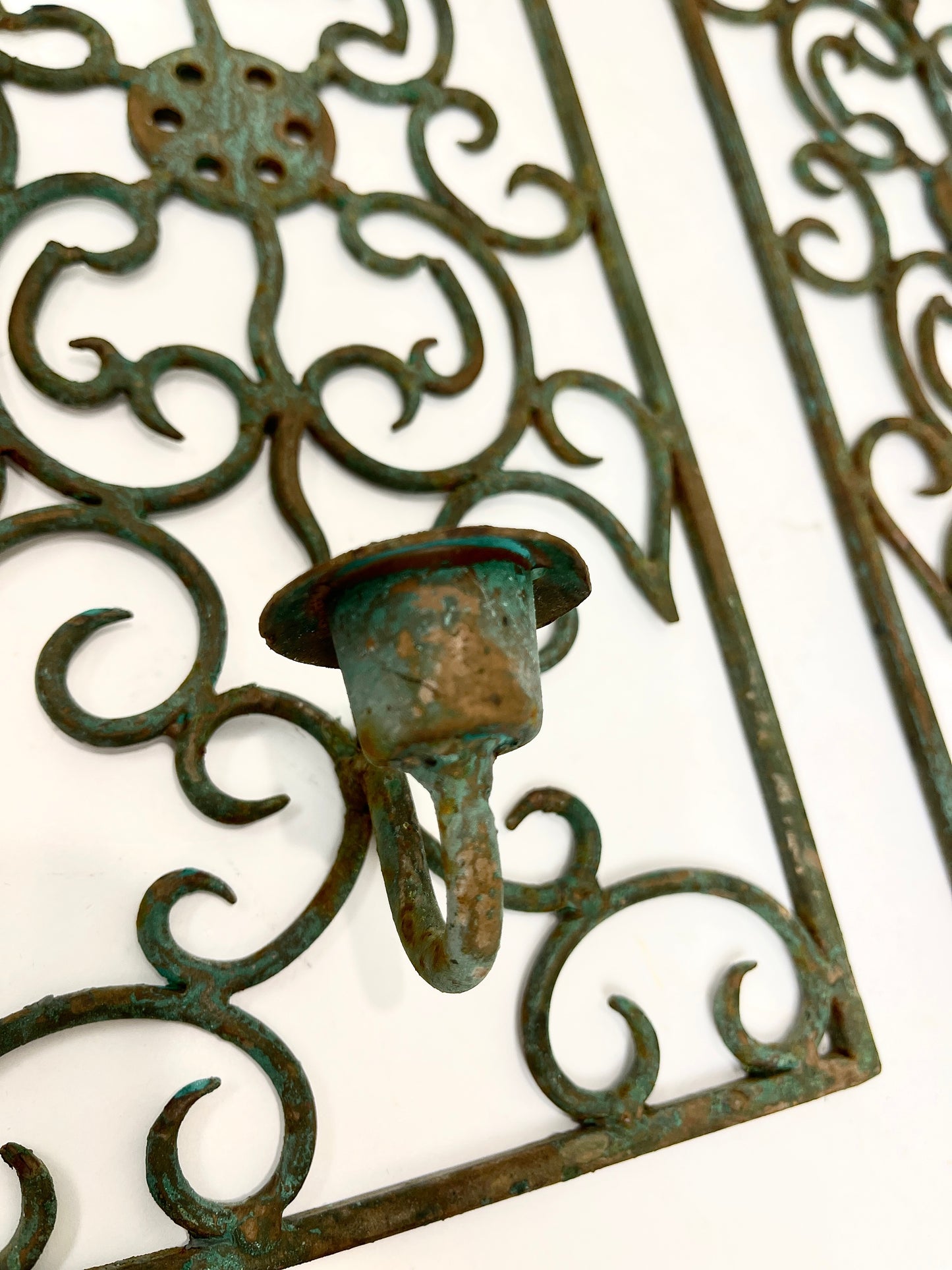 Verdigris Candleholder Pair