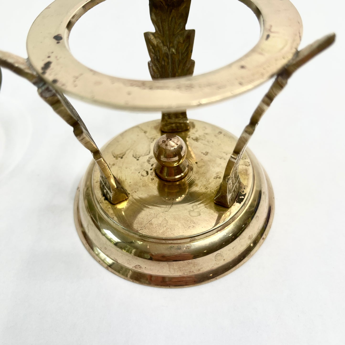Vintage Brass and Glass Art Deco Style Tea Light Holder