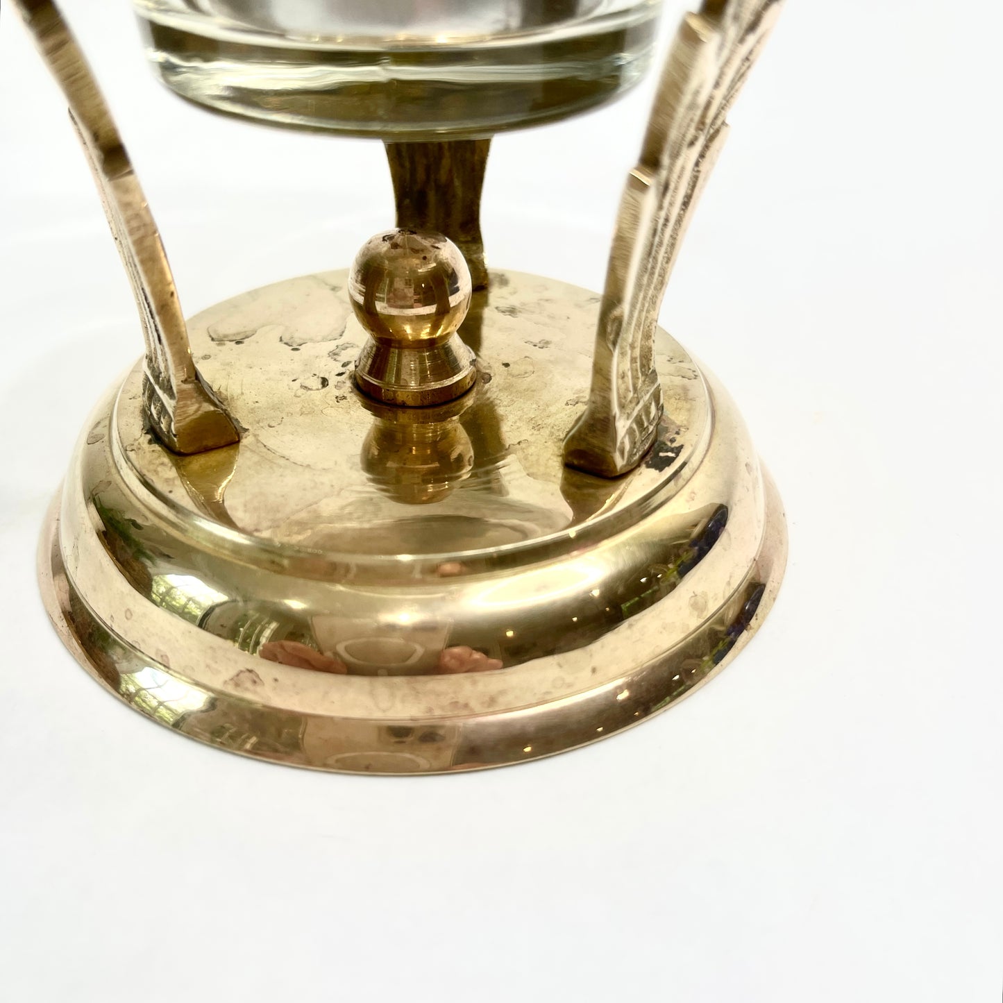 Vintage Brass and Glass Art Deco Style Tea Light Holder
