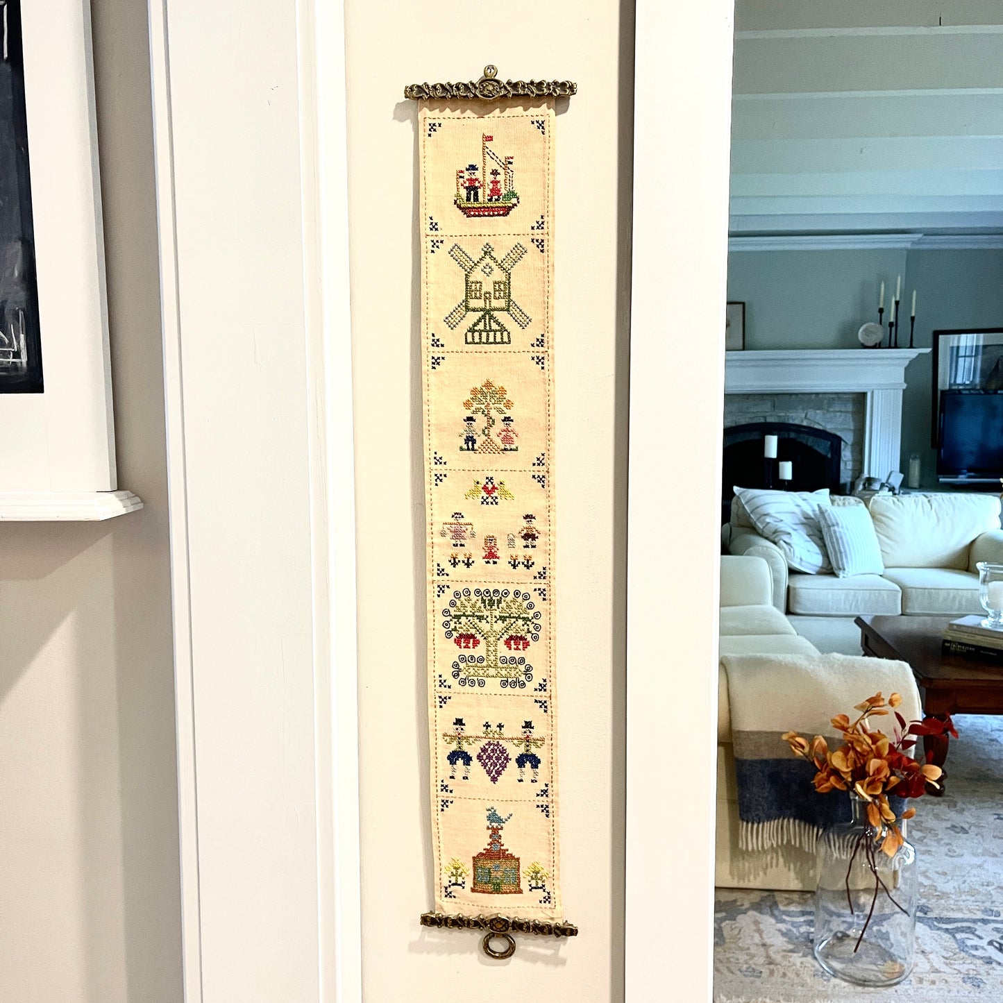 Vintage Cross Stitch Bell Pull