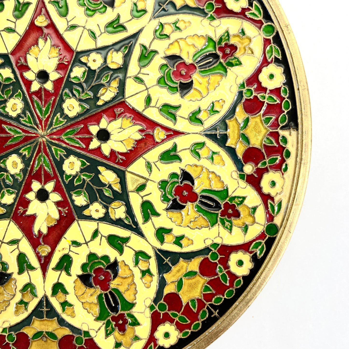 Vintage Cloisonne Brass Plates