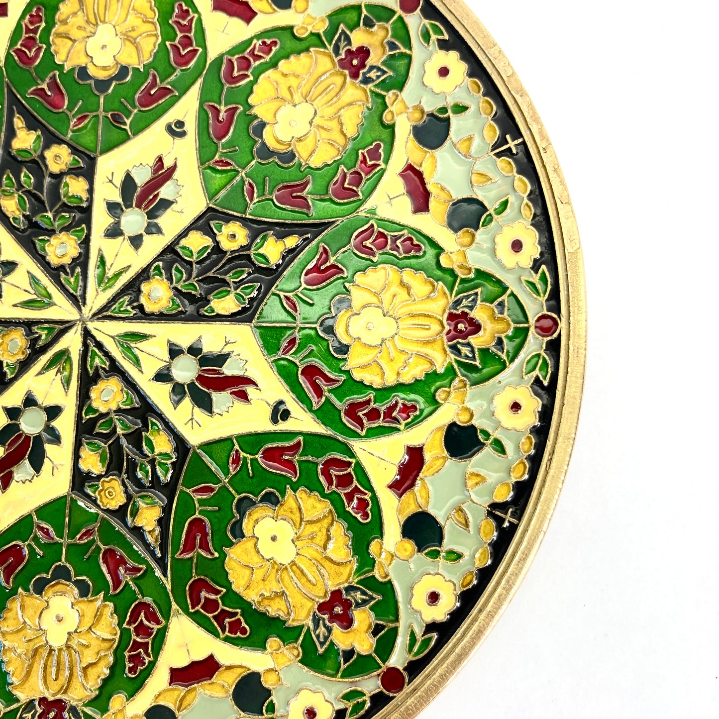 Vintage Cloisonne Brass Plates