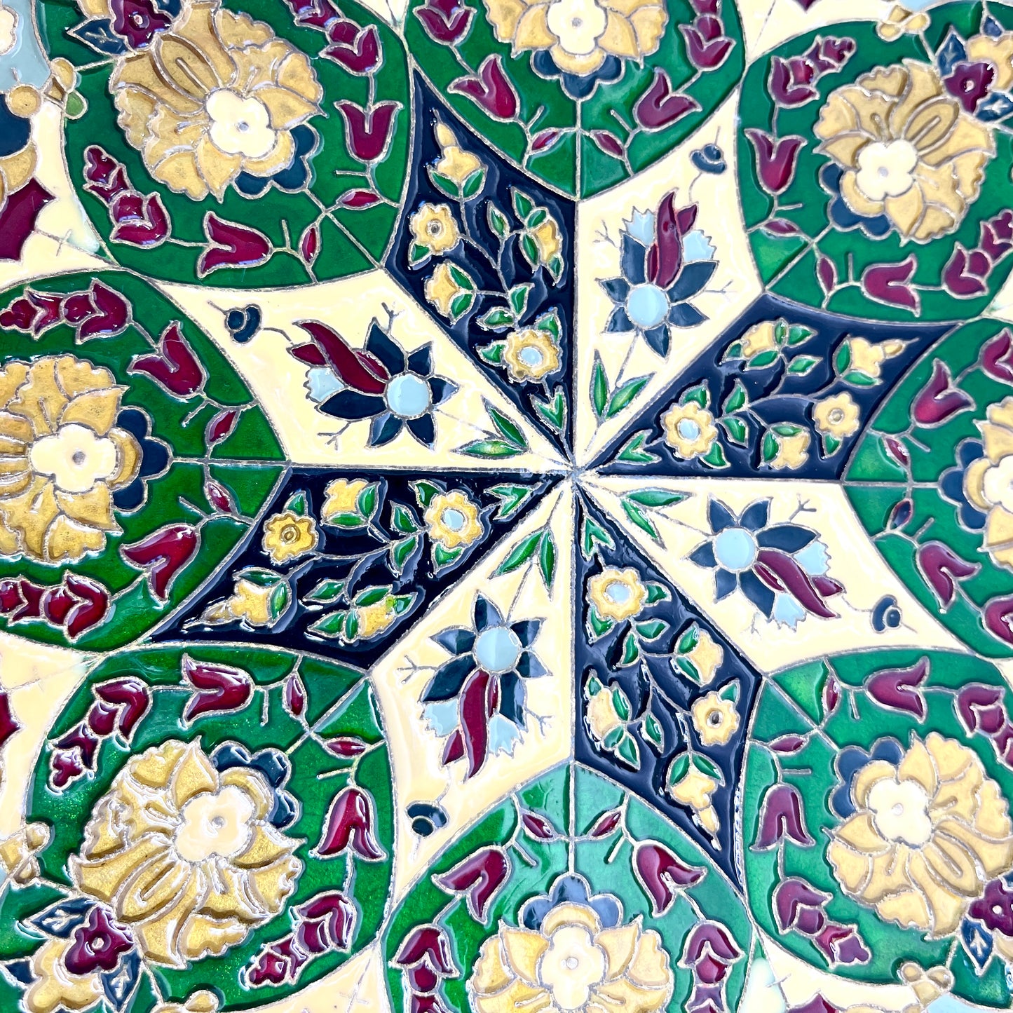 Vintage Cloisonne Brass Plates