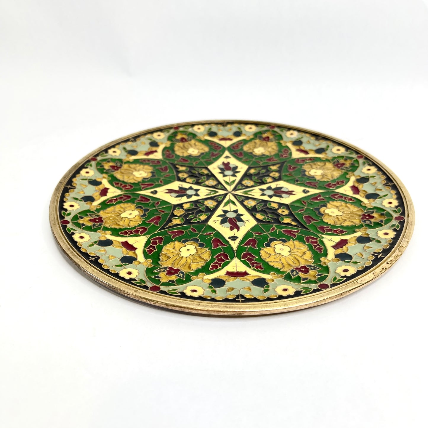 Vintage Cloisonne Brass Plates