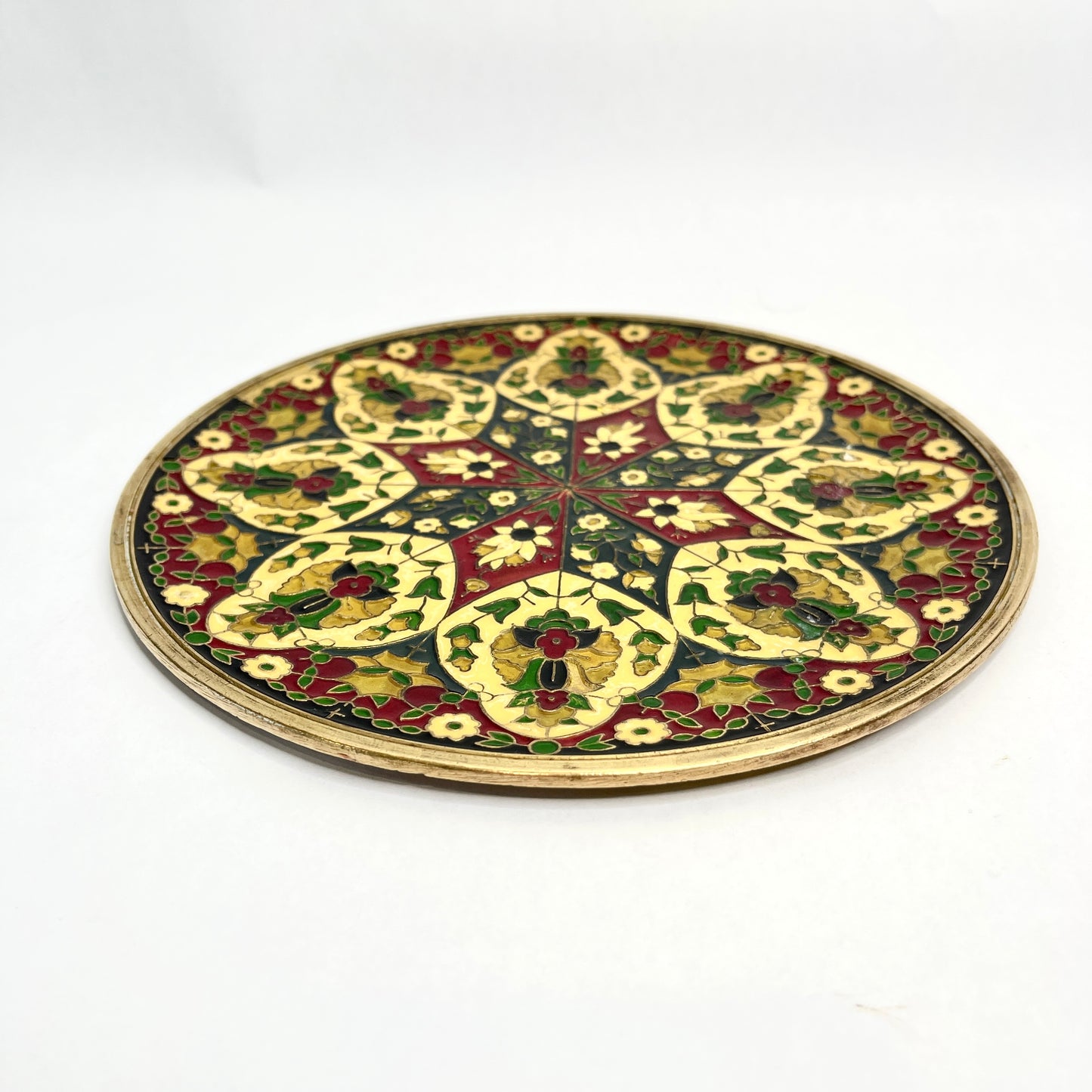 Vintage Cloisonne Brass Plates