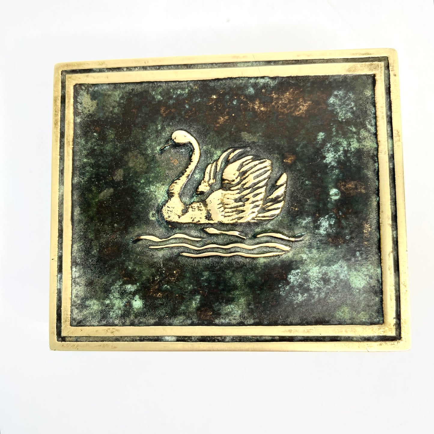 Brass Trinket Box with Swan