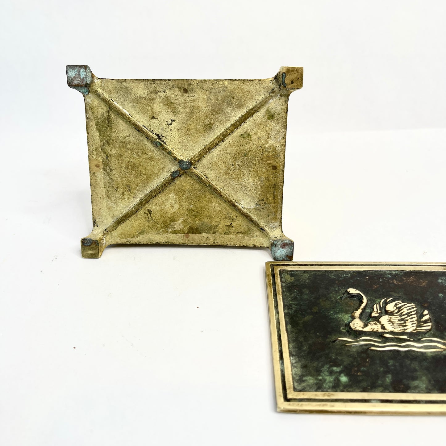 Brass Trinket Box with Swan