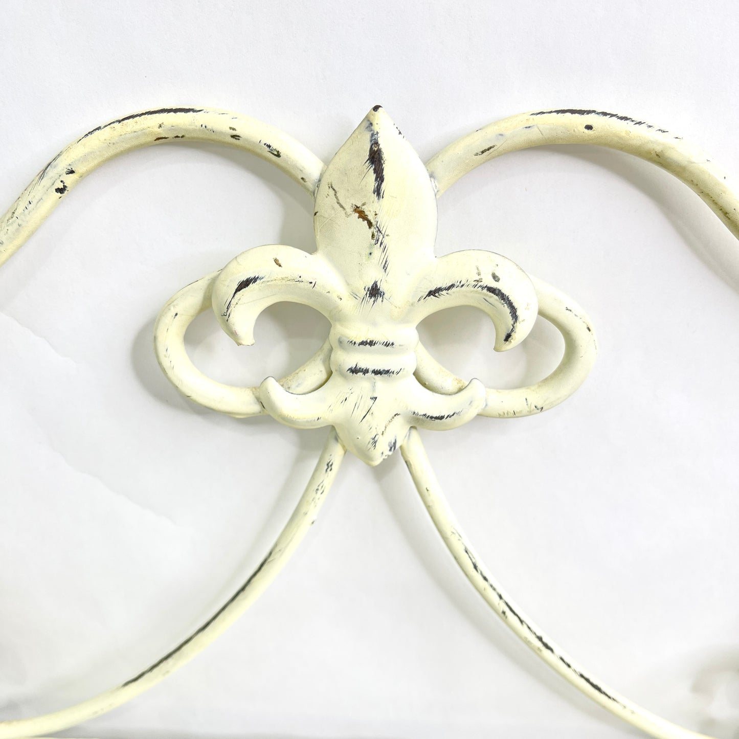 Vintage White Wrought Iron Fleur di Lis Shelf
