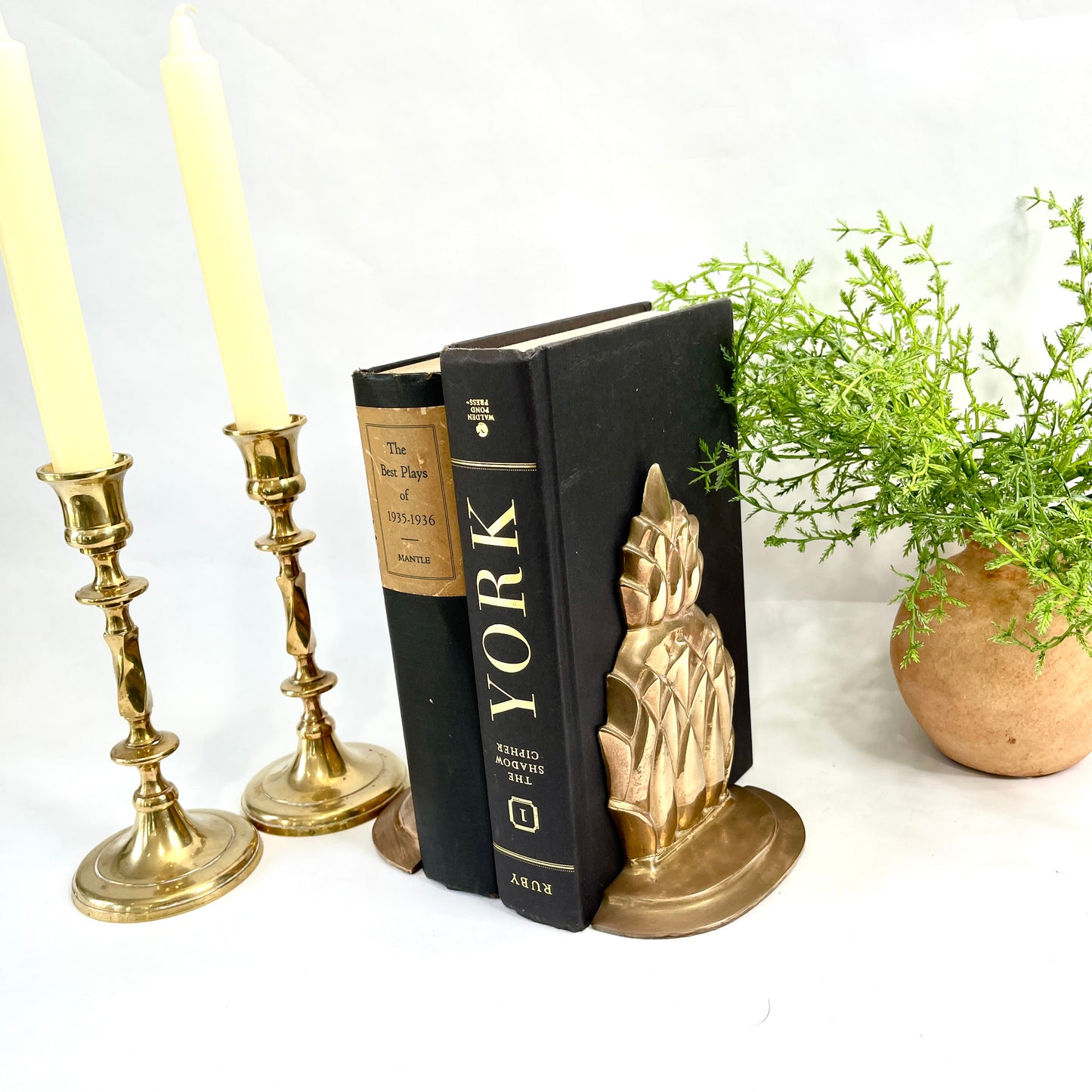 Vintage Brass Pineapple Bookends