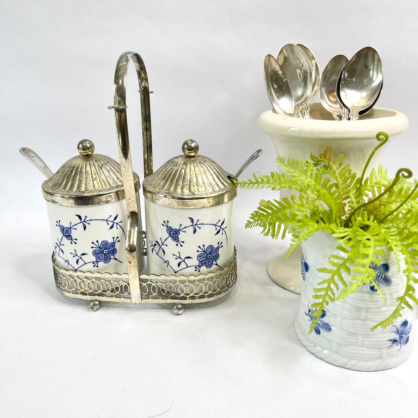Vintage Blue & White Serving Set