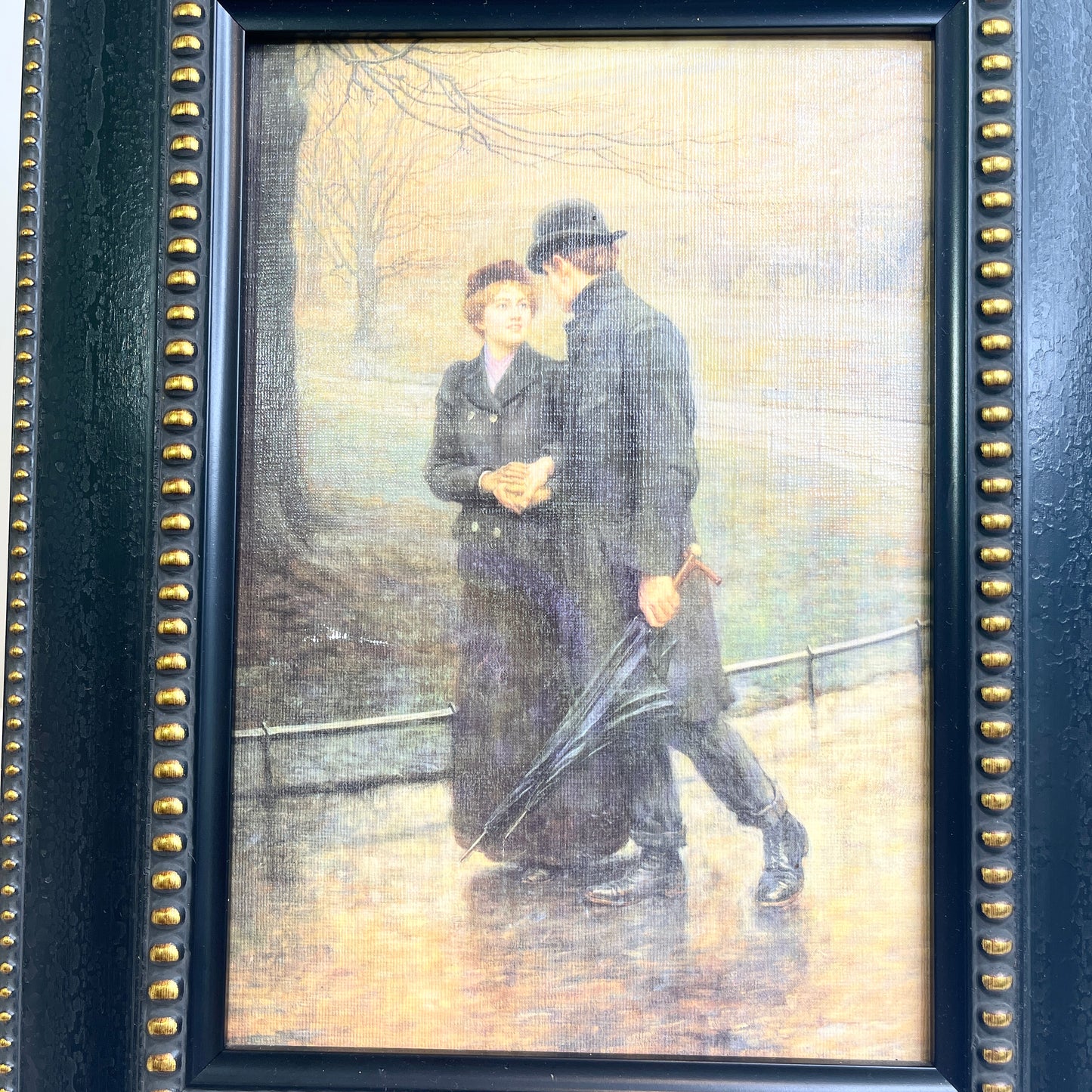 Vintage Art on Easel - Romantic Young Lovers