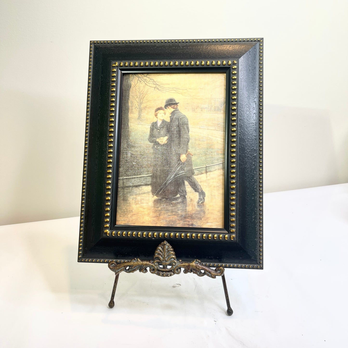 Vintage Art on Easel - Romantic Young Lovers
