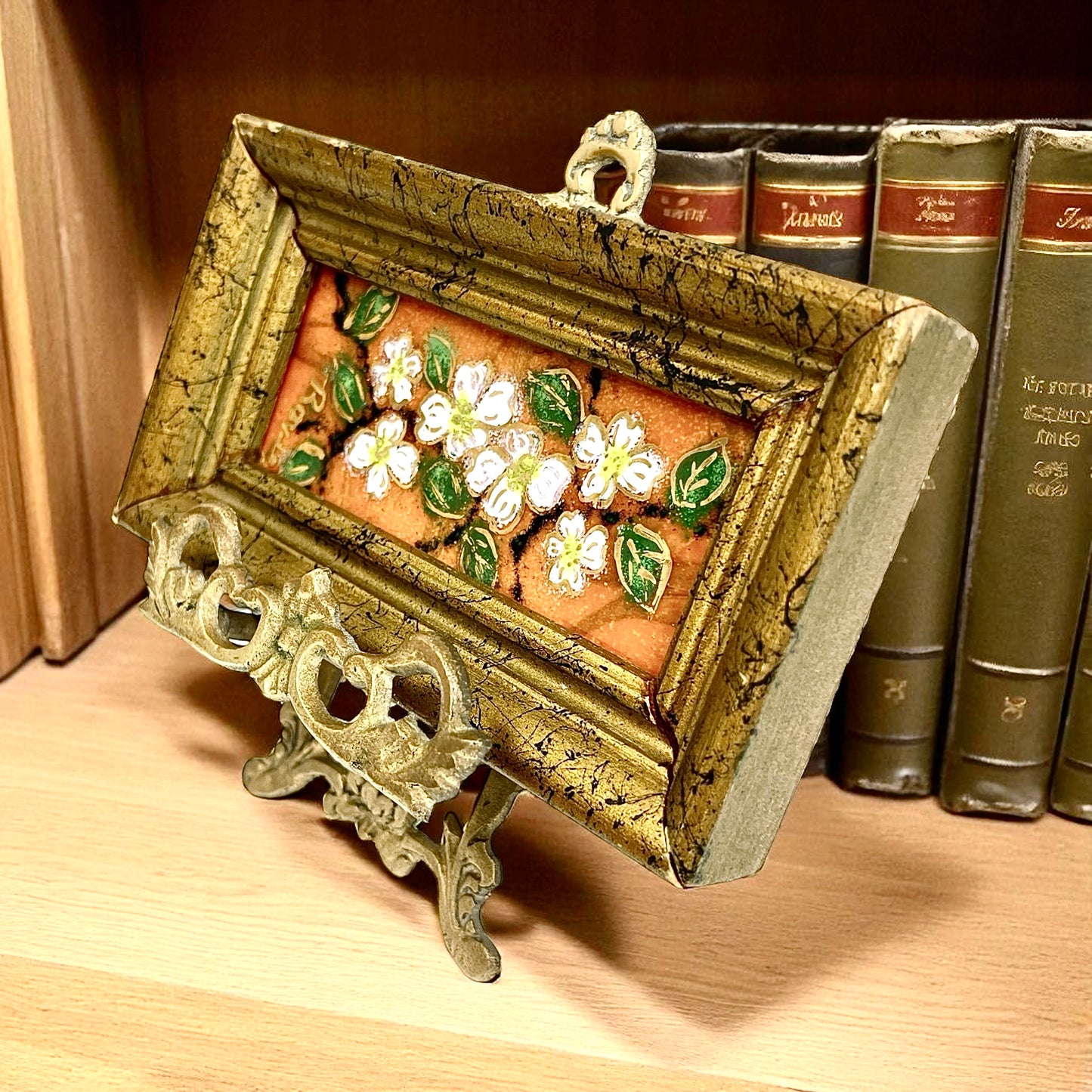 Vintage Enamel on Copper with Small Easel