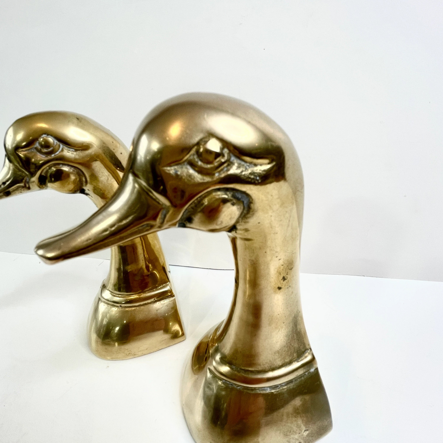 Vintage Brass Duck Bookends