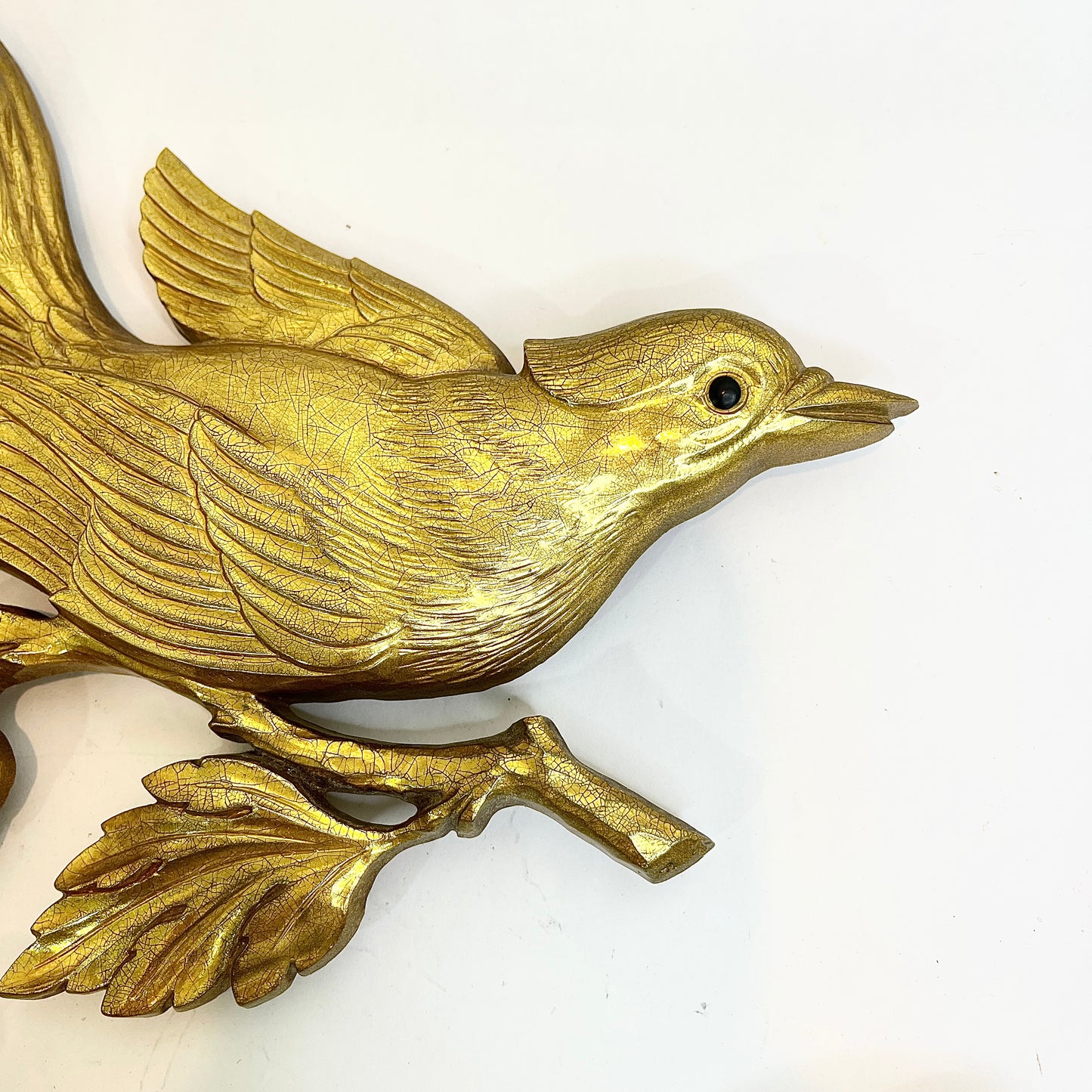 Vintage Syroco Gold Bird Pair on Flowering Branch