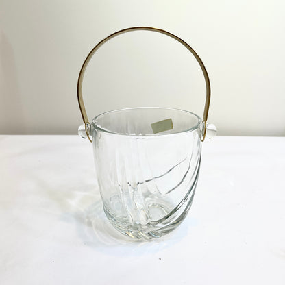 Crystal Ice Bucket with Gold Handle and Tongs