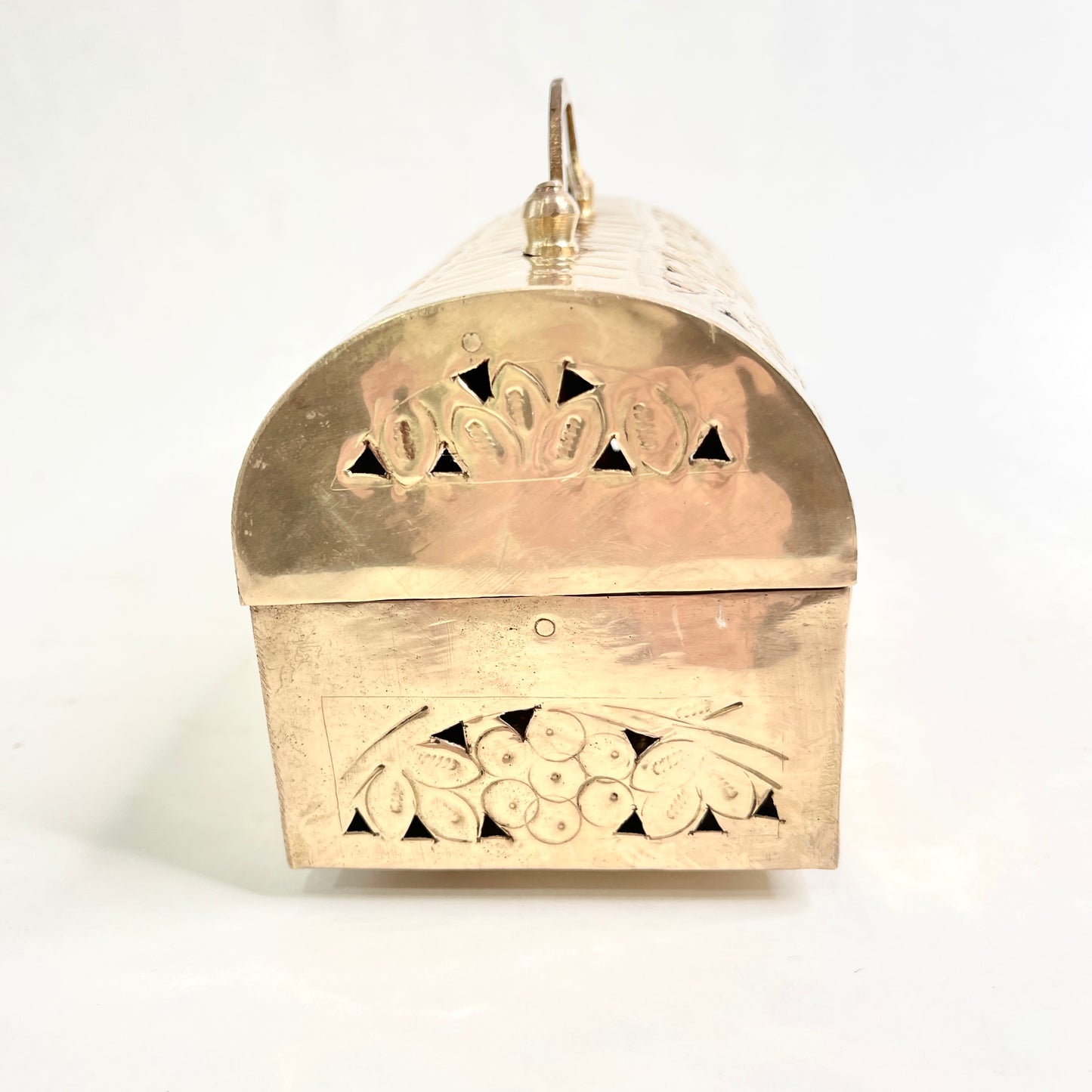 Vintage Brass Cricket Box with Domed Lid