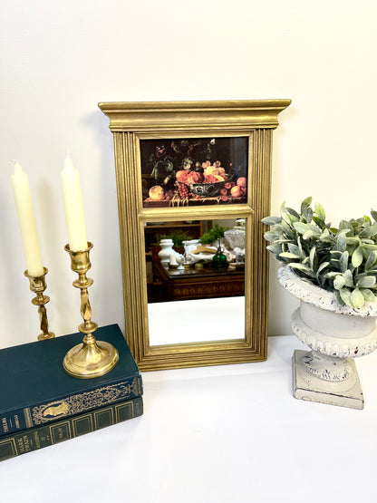 Vintage Trumeau Mirror with Fruit Still Life