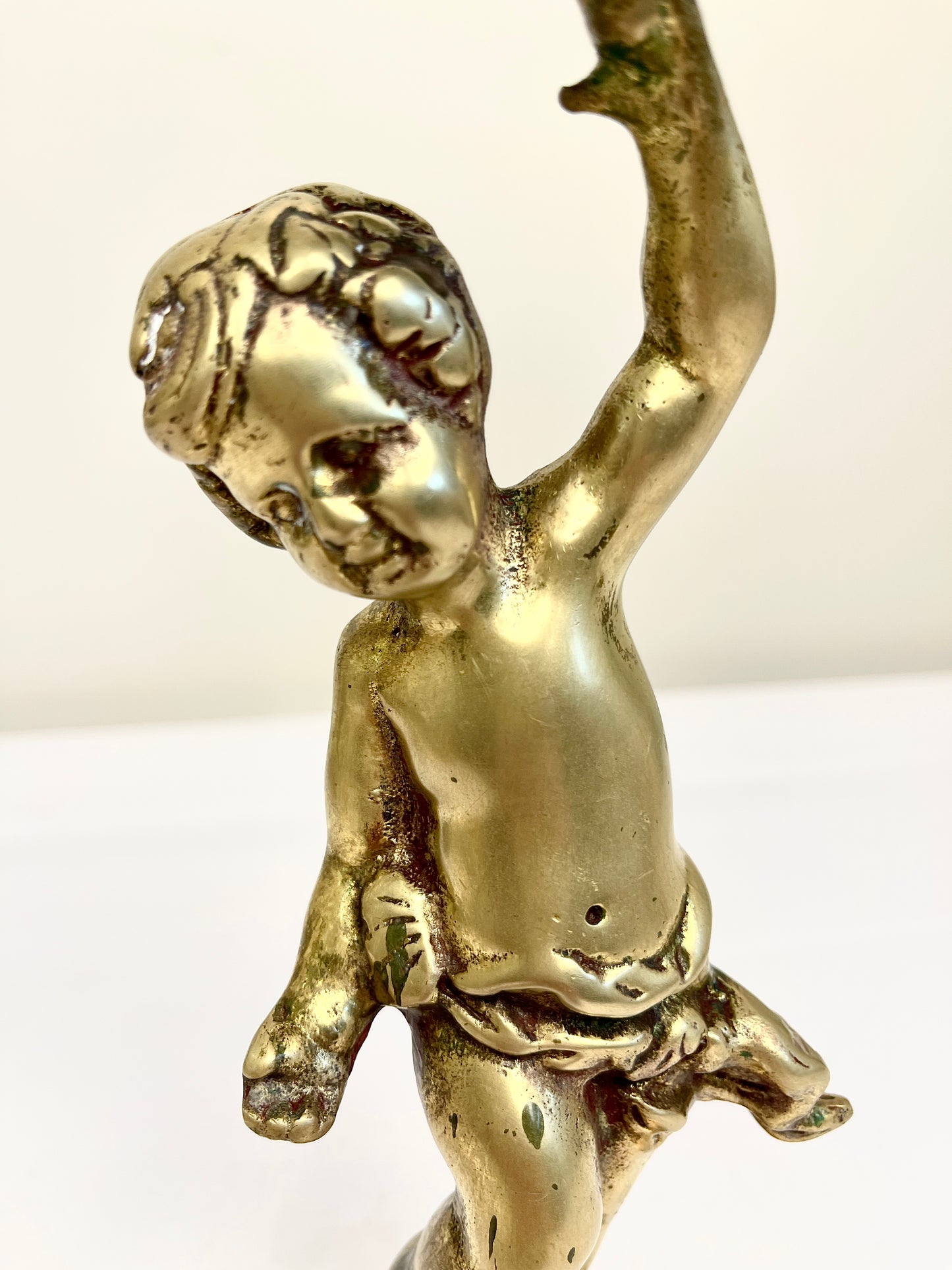 Antique Bronze Cherub Candle Holder