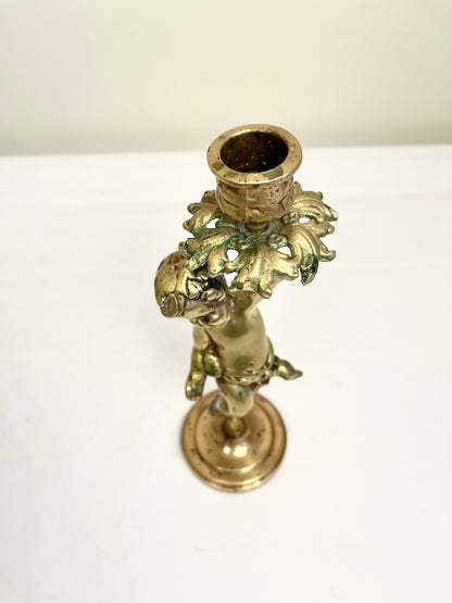 Antique Bronze Cherub Candle Holder