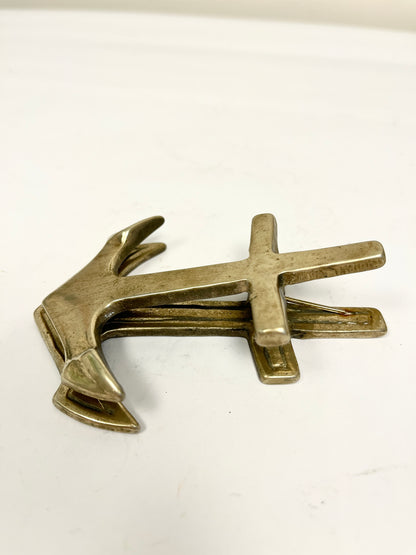 Vintage Brass Anchor Clip: Nautical Desk Accessory